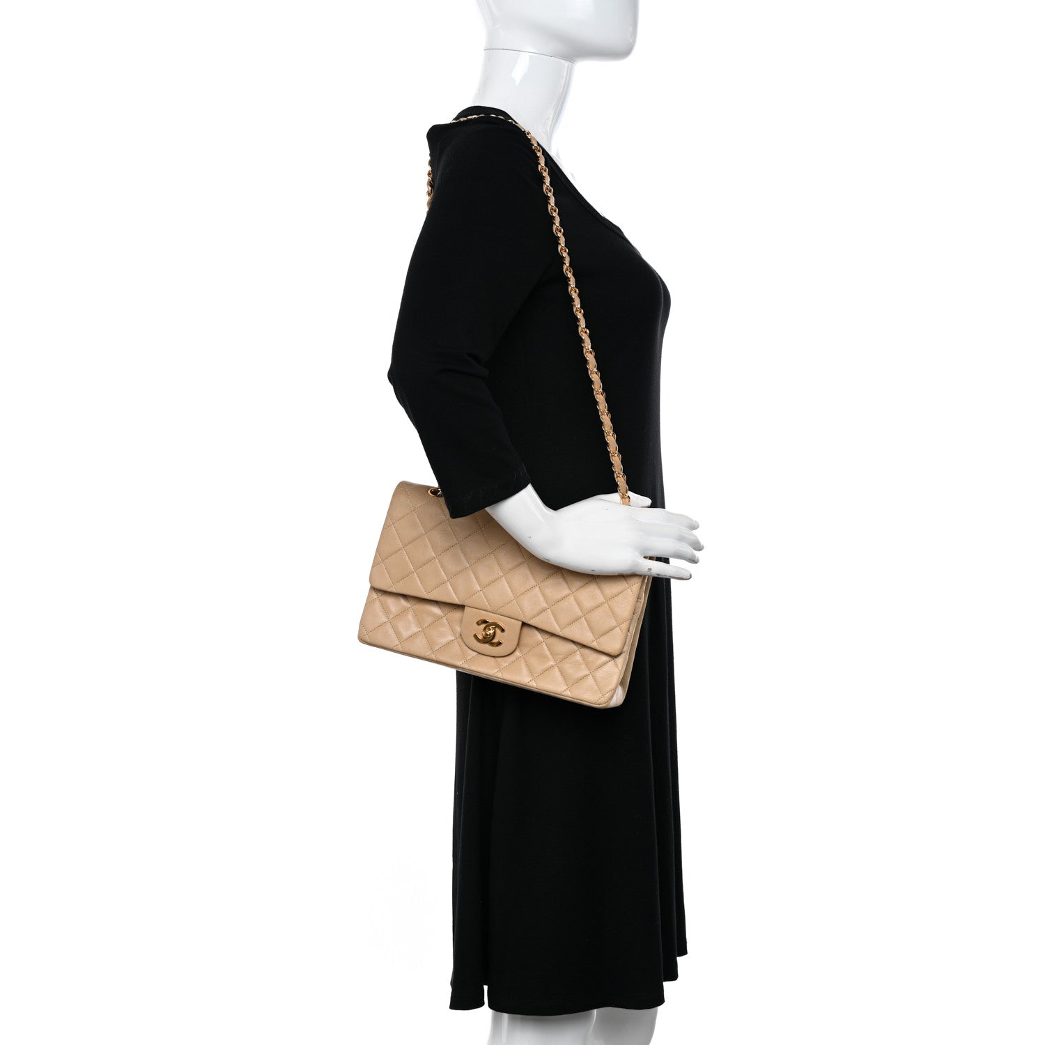 Chanel Lambskin Quilted Medium Double Flap Beige 2 of 19