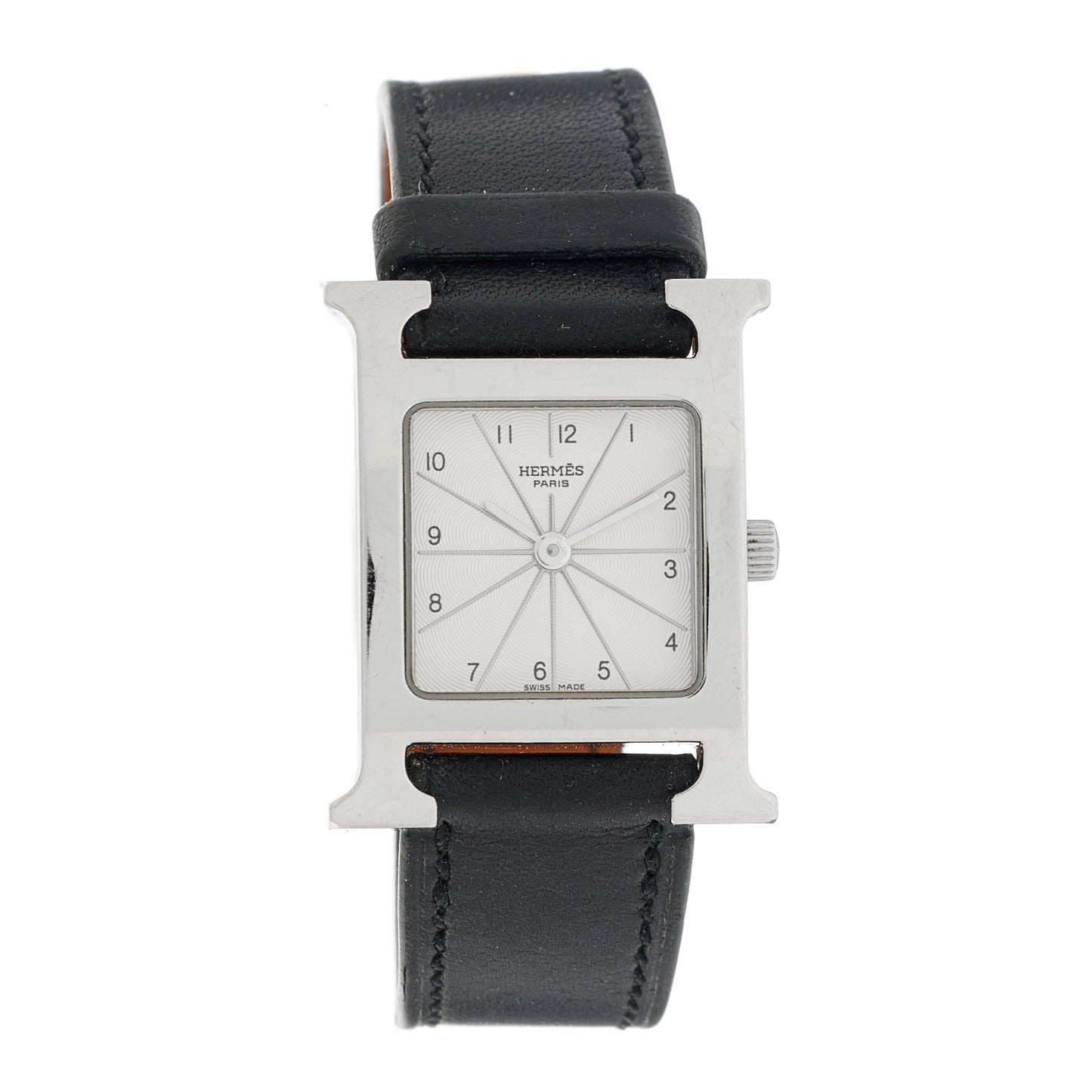 Stainless Steel Barenia 21mm Heure H Hour Quartz Watch Noir