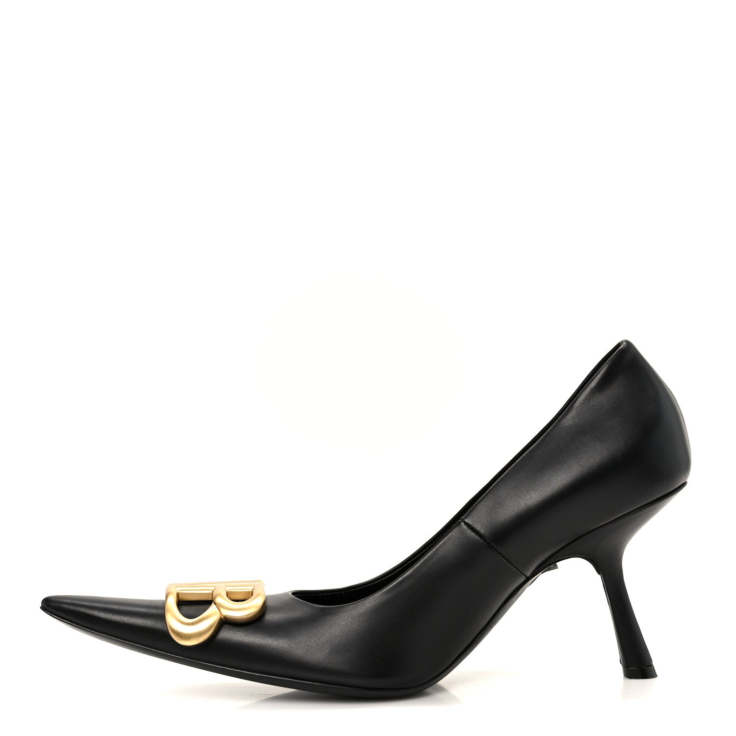 Balenciaga Shiny Soft Calfskin BB Flex 90mm Pumps 37 Black Gold