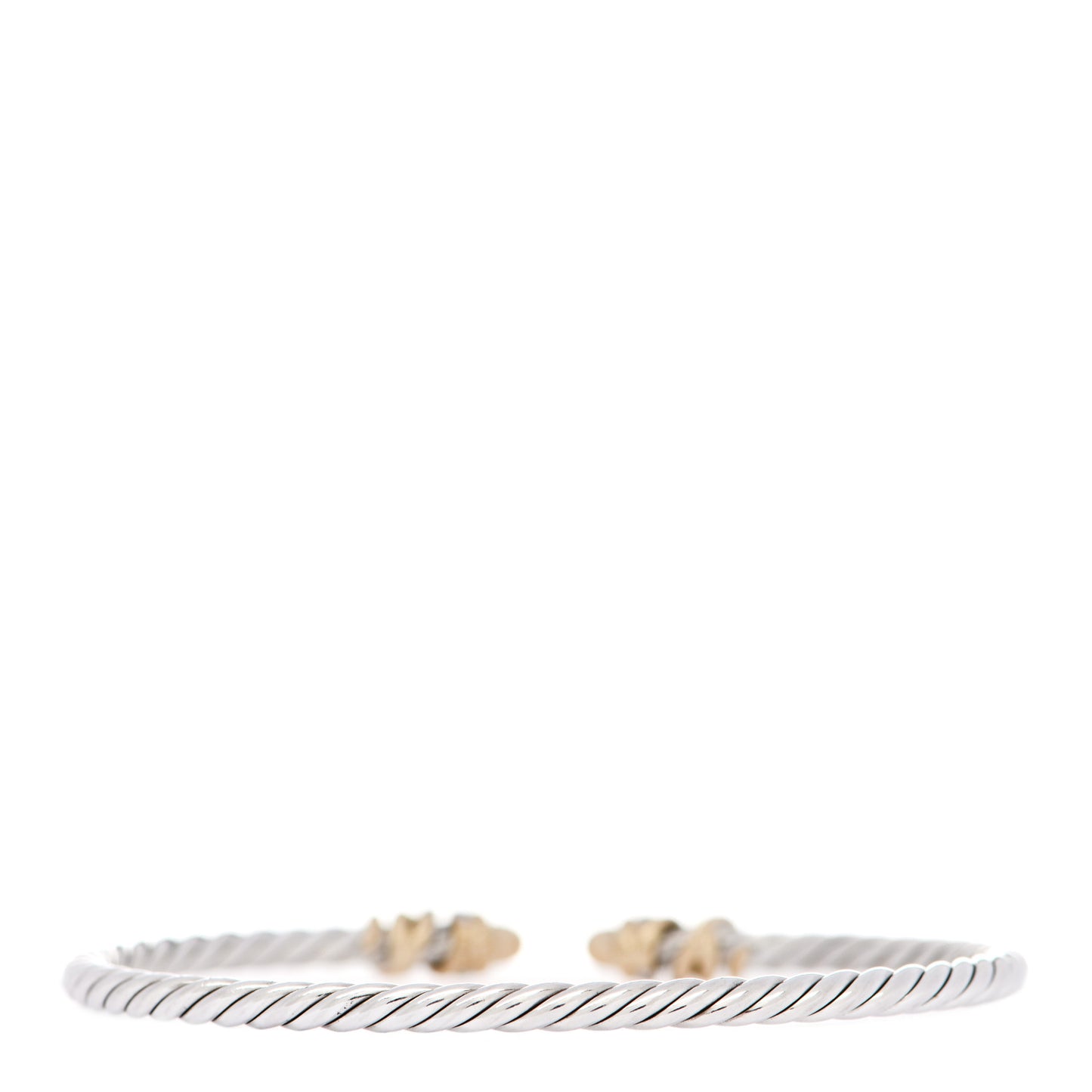 Sterling Silver 18K Yellow Gold Diamond 4mm Helena Cuff Bracelet