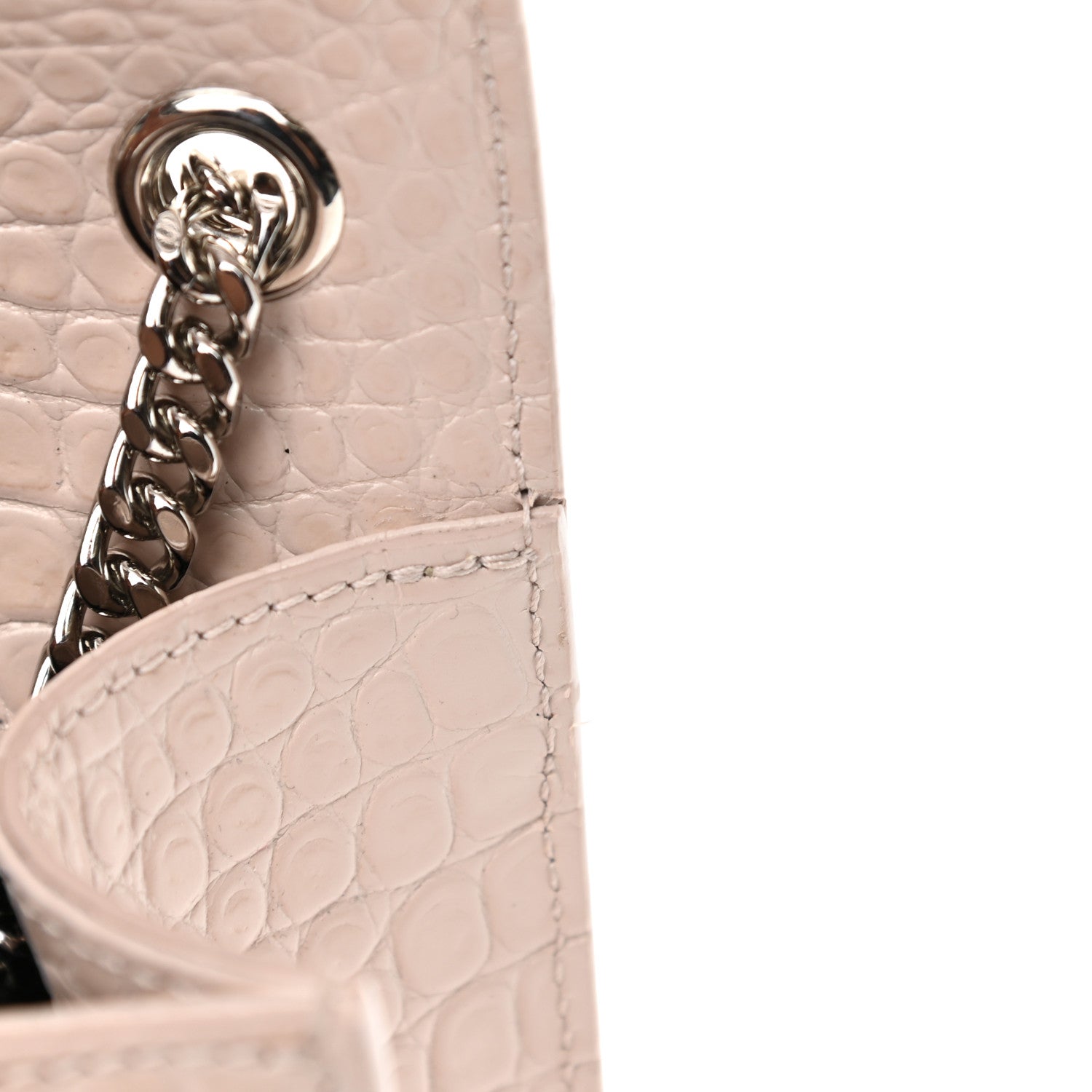 Saint Laurent Calfskin Crocodile Embossed Small Classic Monogram Kate Tassel Satchel Light Pink 13 of 13
