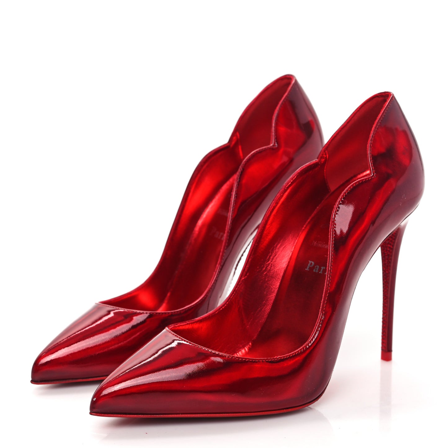 Metallic Patent Psychic Crystal Strass Hot Chick Pumps 37.5 Loubi