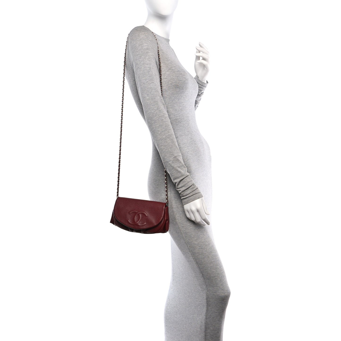 Caviar Half Moon Wallet On Chain WOC Dark Red