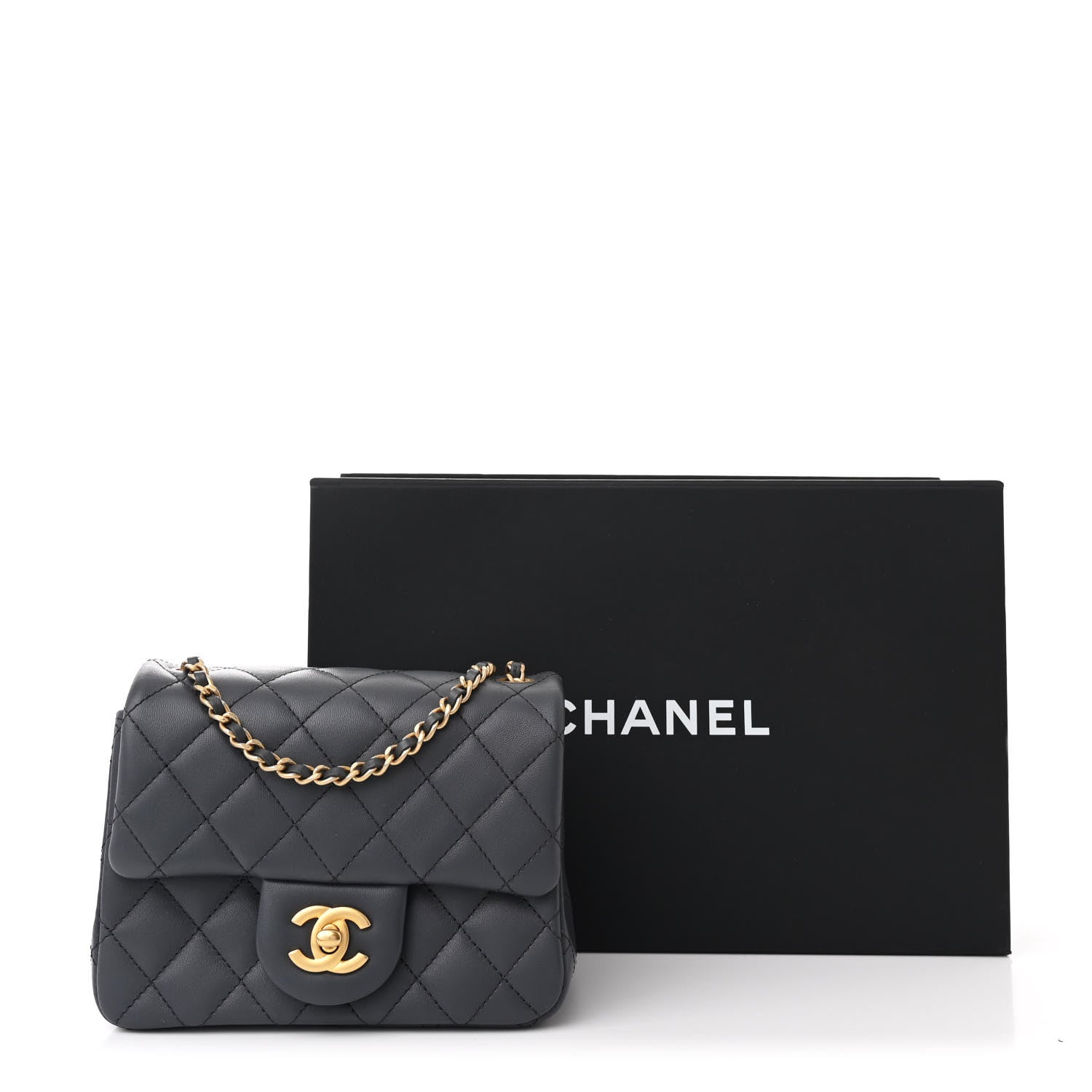Chanel Lambskin Quilted Mini Pearl Crush Flap Dark Grey 11 of 11