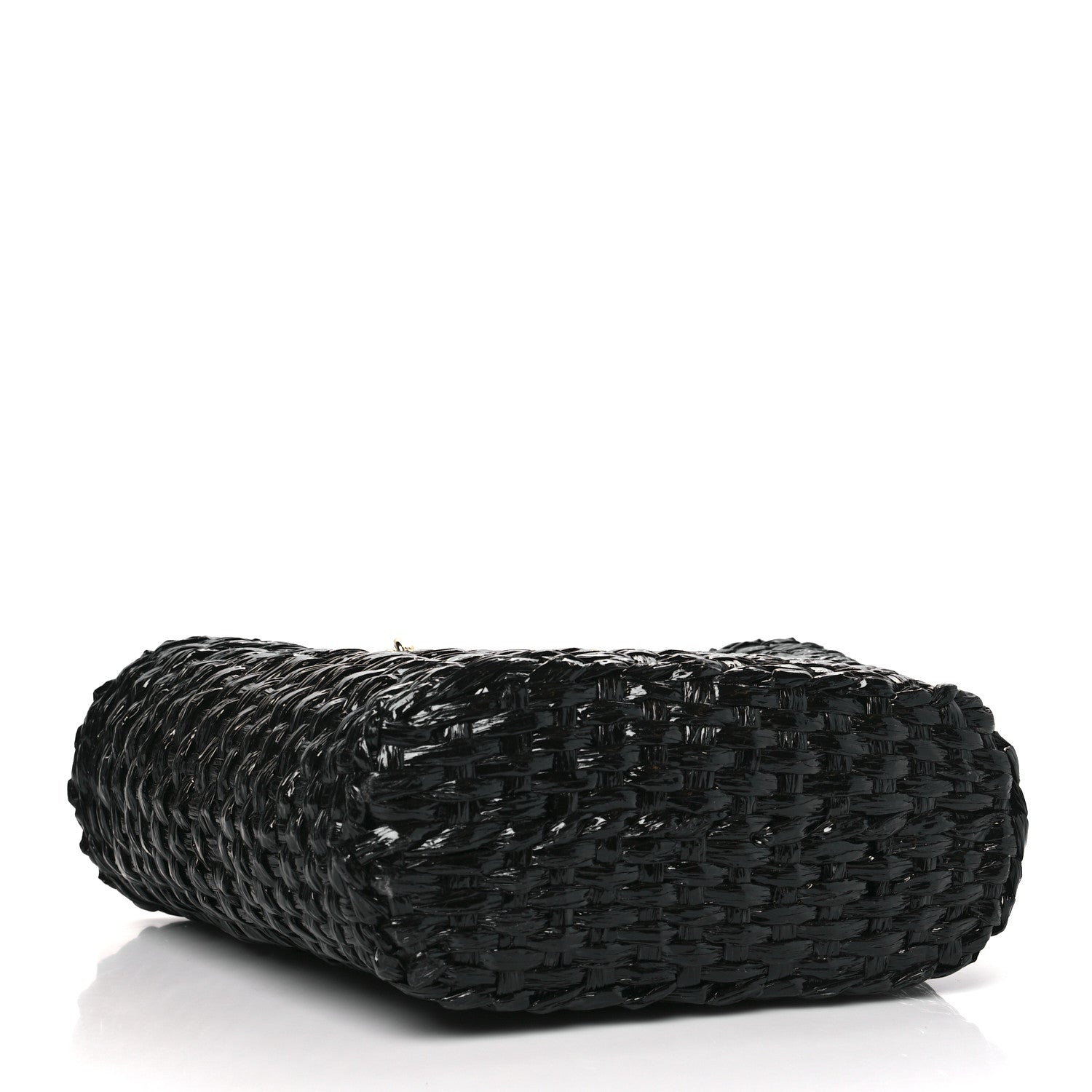Dolce & Gabbana Vernice Vitello Raffia Woven Coffa Tote Black 4 of 8