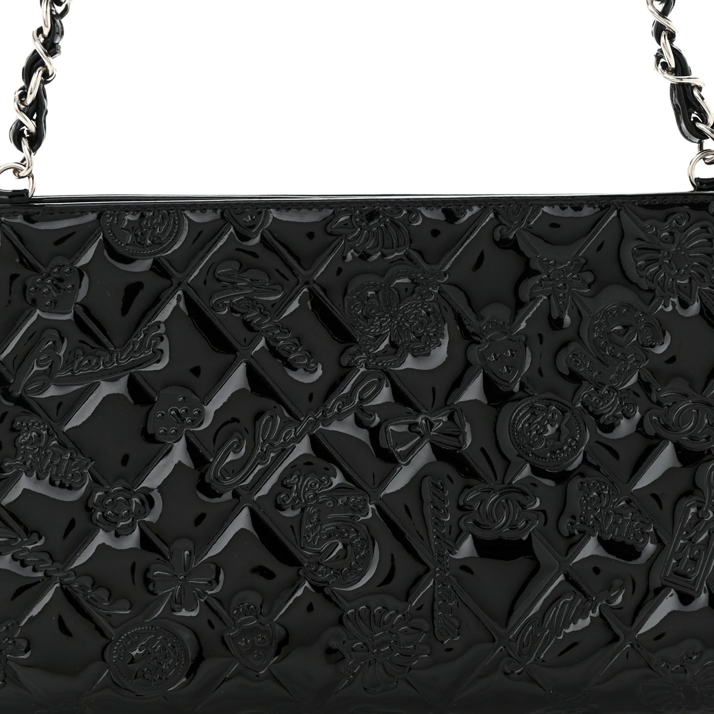 Patent Calfskin Lucky Symbols Pochette Black
