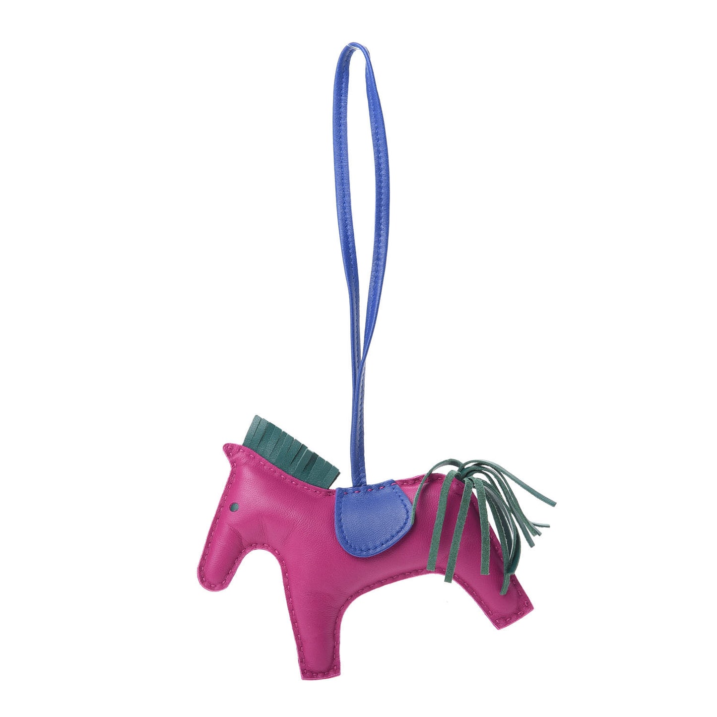 Milo Lambskin Grigri Rodeo Horse Bag Charm MM Rose Pourpre Malachite Bleu Electrique