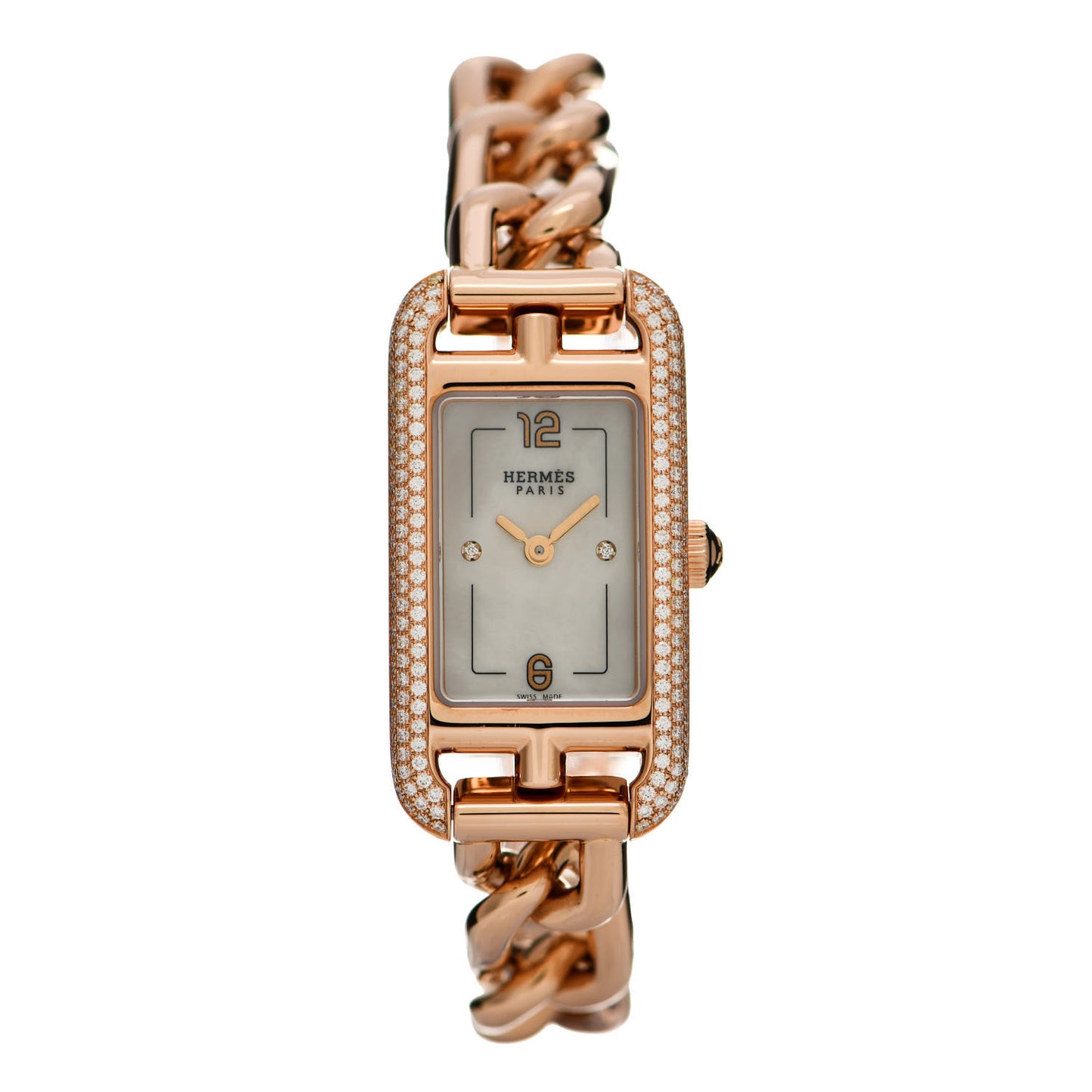 18K Rose Gold Diamond Mother of Pearl 17mm Nantucket Quartz Watch