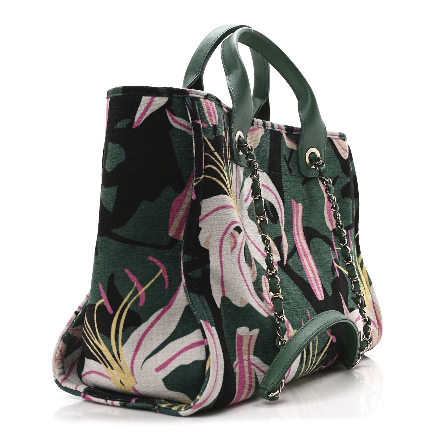 Velvet Calfskin Beaded Small Deauville Tote Pink Green Black