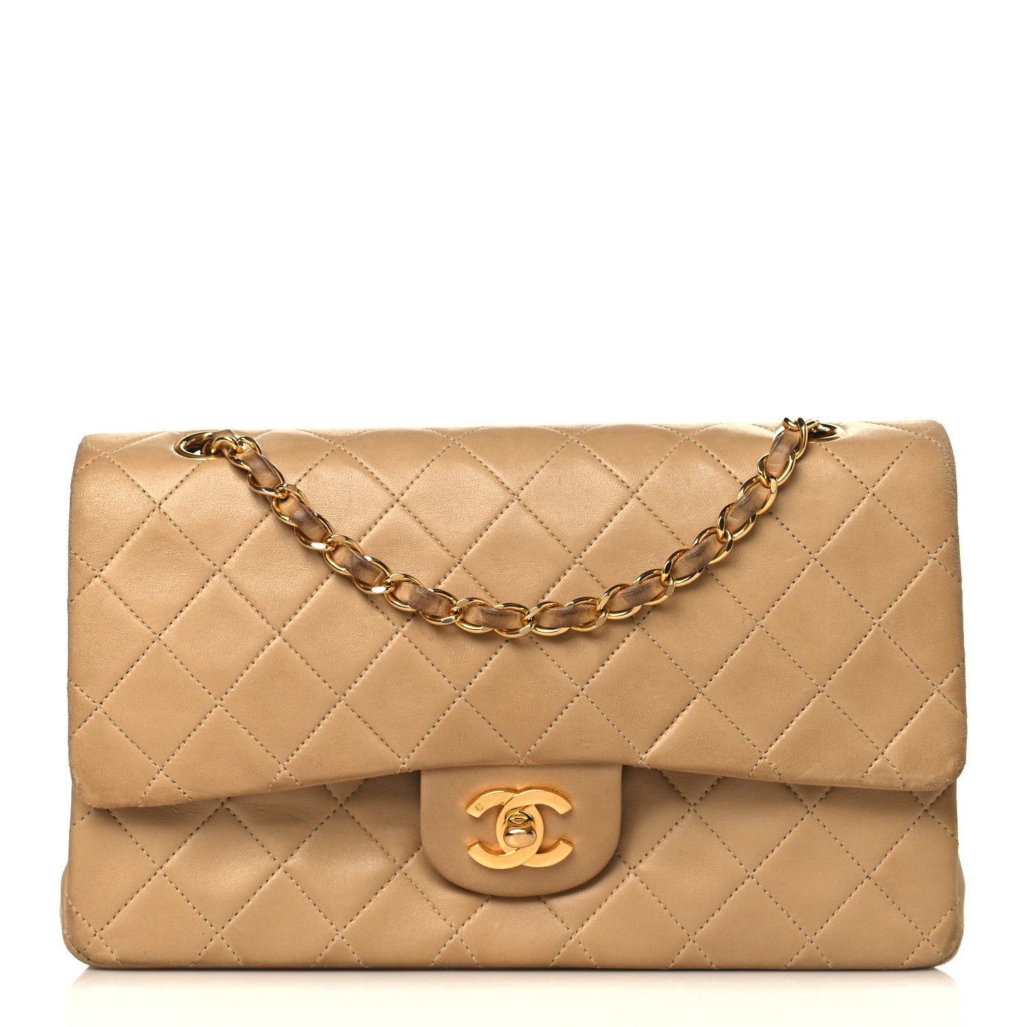 Chanel Lambskin Quilted Medium Double Flap Beige 1 of 15