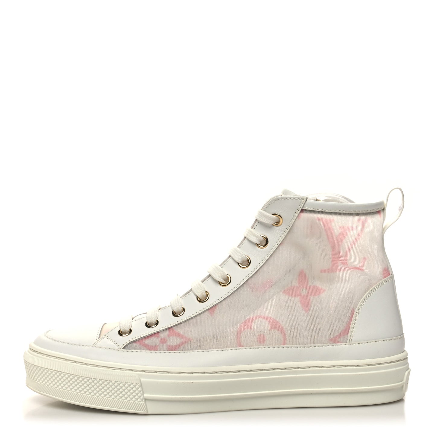 Technical Fabric Calfskin Monogram Giant Printed Stellar Sneaker Boots 38.5 Pink
