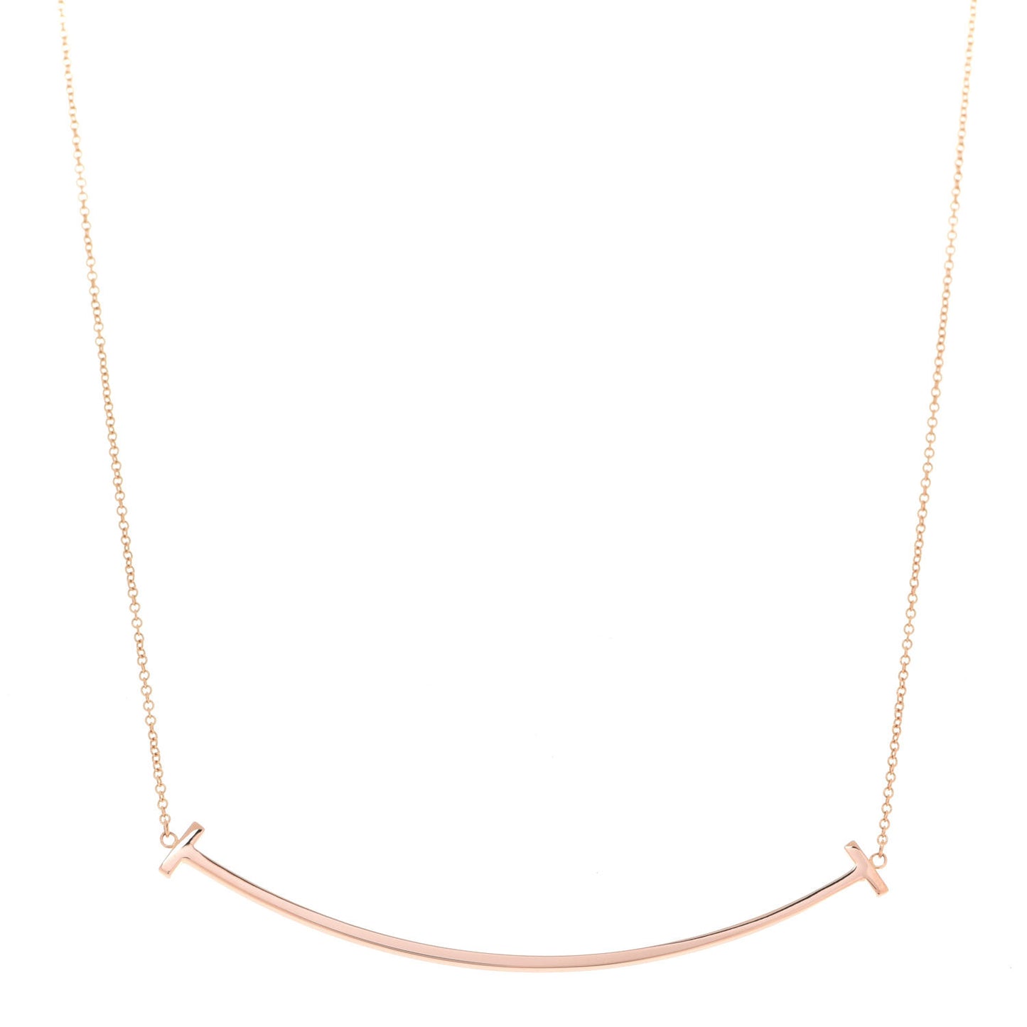 18K Rose Gold Large T Smile Pendant Necklace
