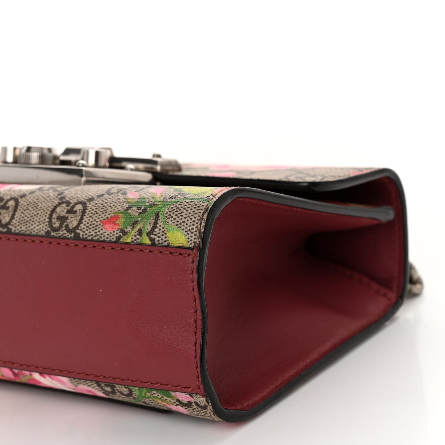 GG Supreme Monogram Blooms Small Padlock Shoulder Bag Beige Multicolor Dry Rose