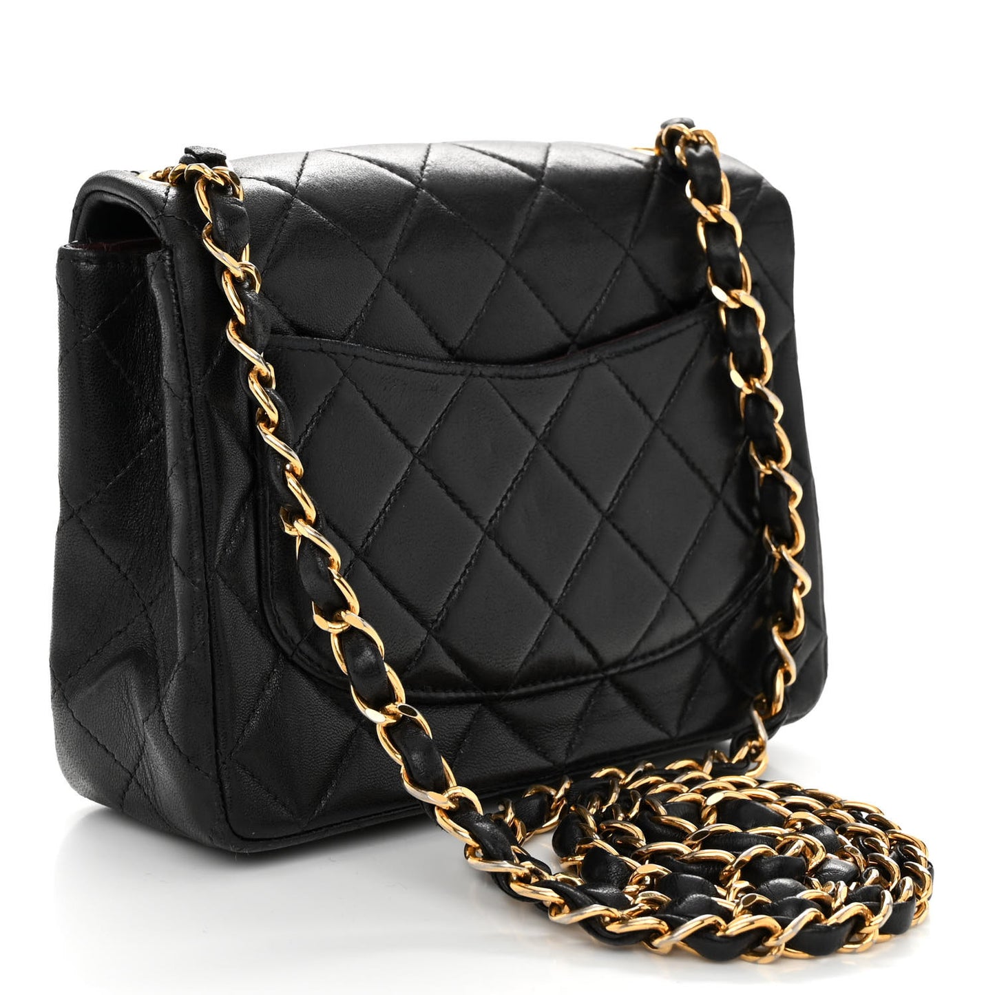 Lambskin Quilted Mini Square Flap Bag Black