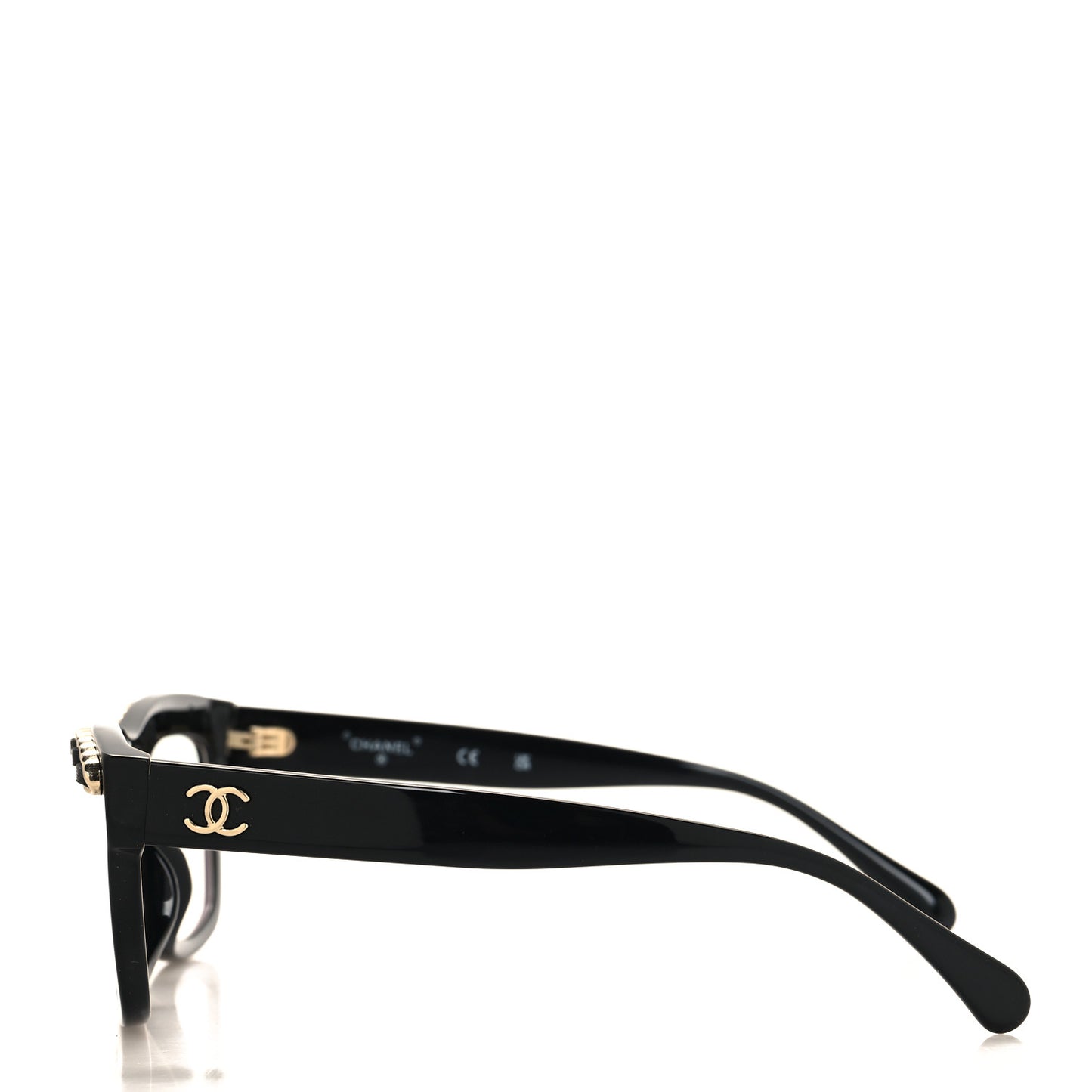 Acetate Calfskin Chain Rectangle Sunglasses 71626A Black
