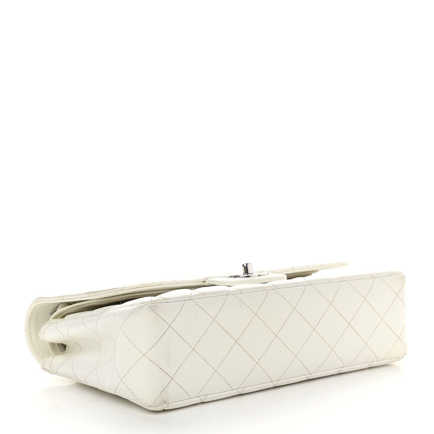 Caviar Quilted Medium Double Flap White