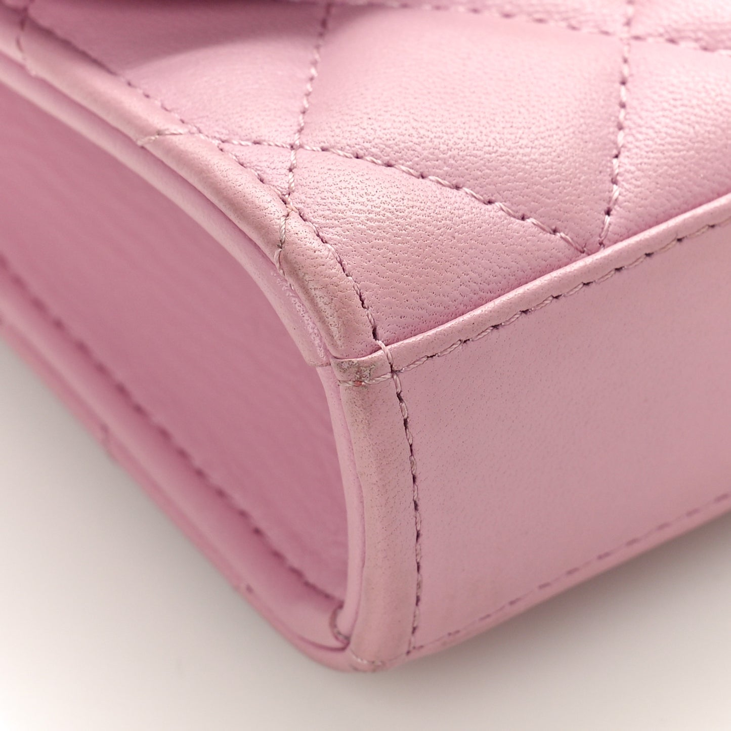 Lambskin Quilted Mini Trendy CC Clutch With Chain Light Pink