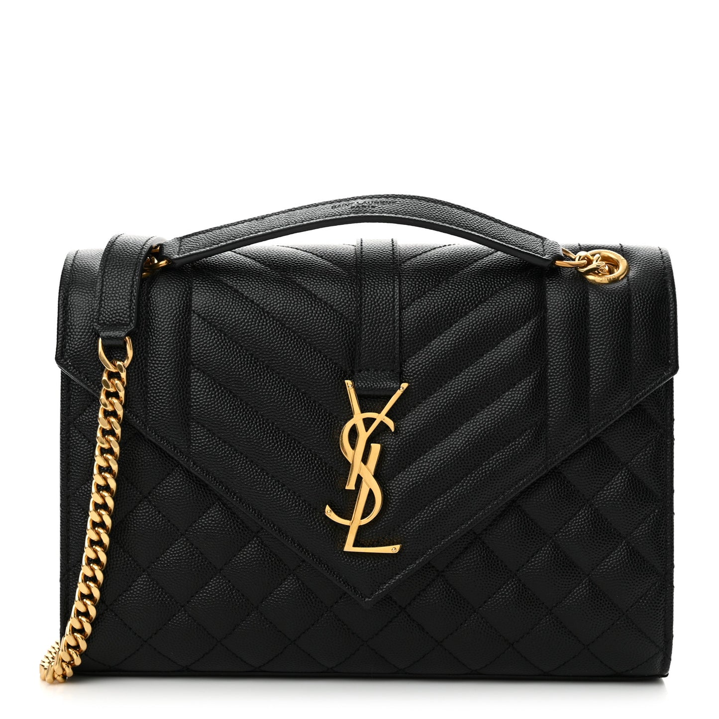 Grain De Poudre Textured Mixed Matelasse Triquilt Medium Monogram Satchel Black