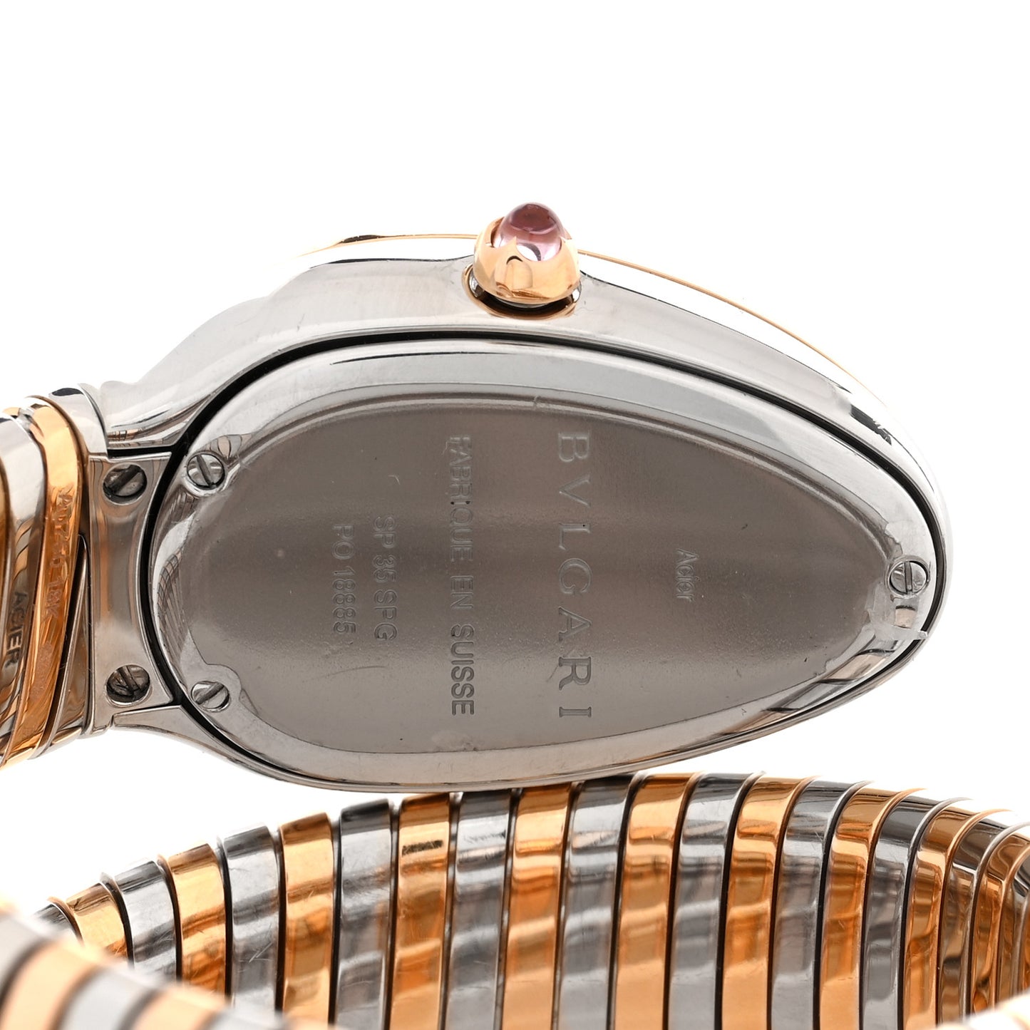 Stainless Steel 18K Rose Gold Diamond Bezel 35mm Serpenti Tubogas Double Spiral Quartz Watch