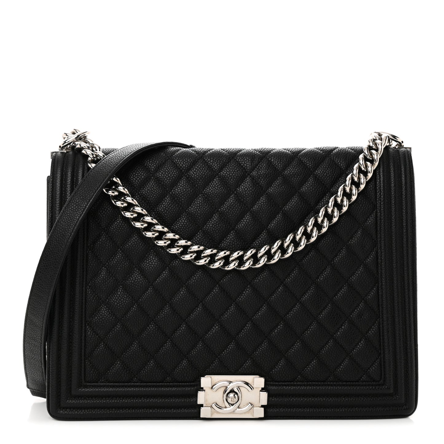 Caviar Quilted Large Boy Flap Black