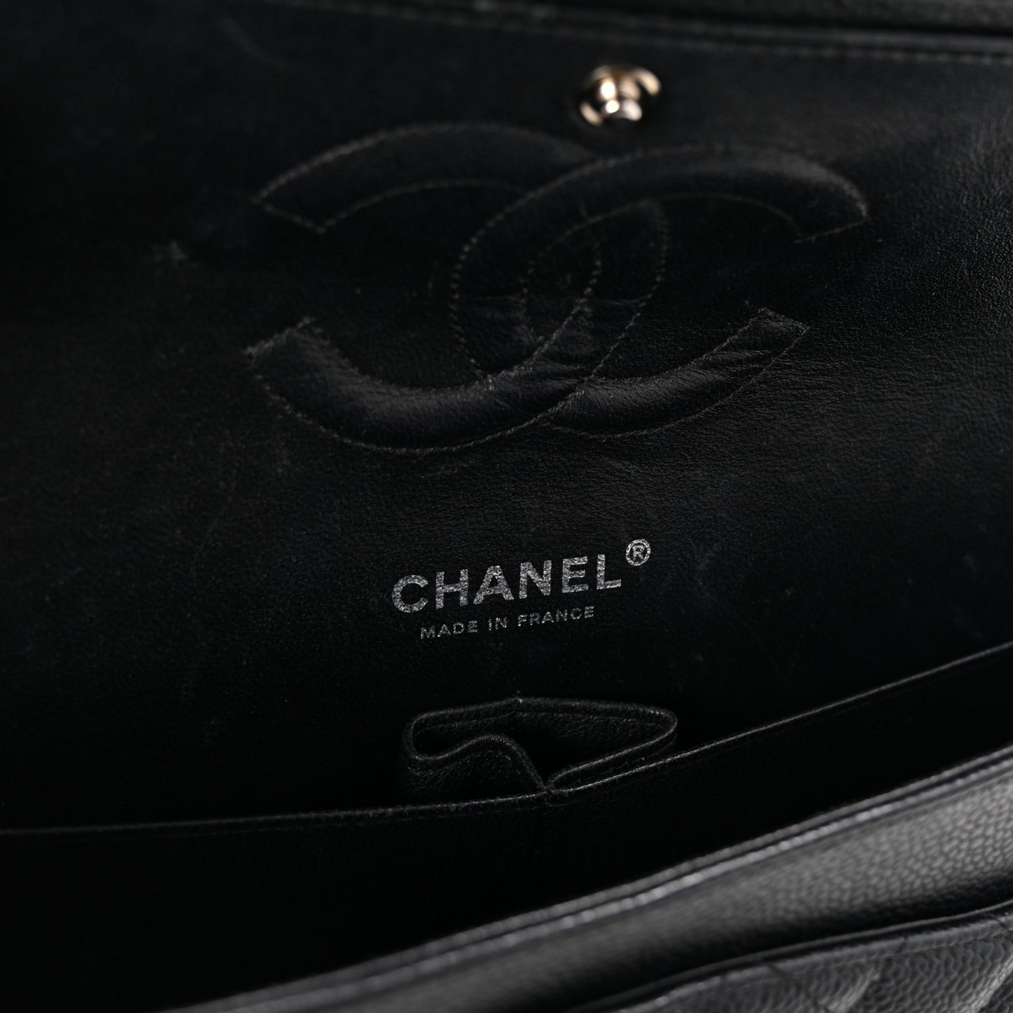Caviar Quilted Medium Double Flap Black