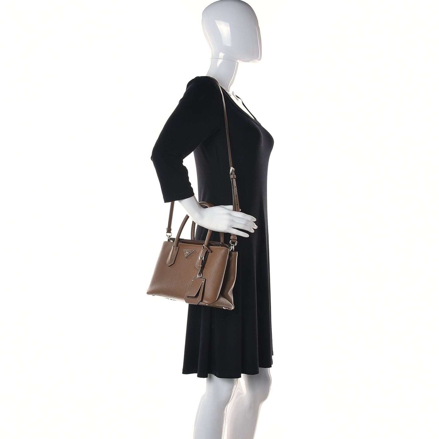 Saffiano Cuir Small Twin Tote Cannella Cocco