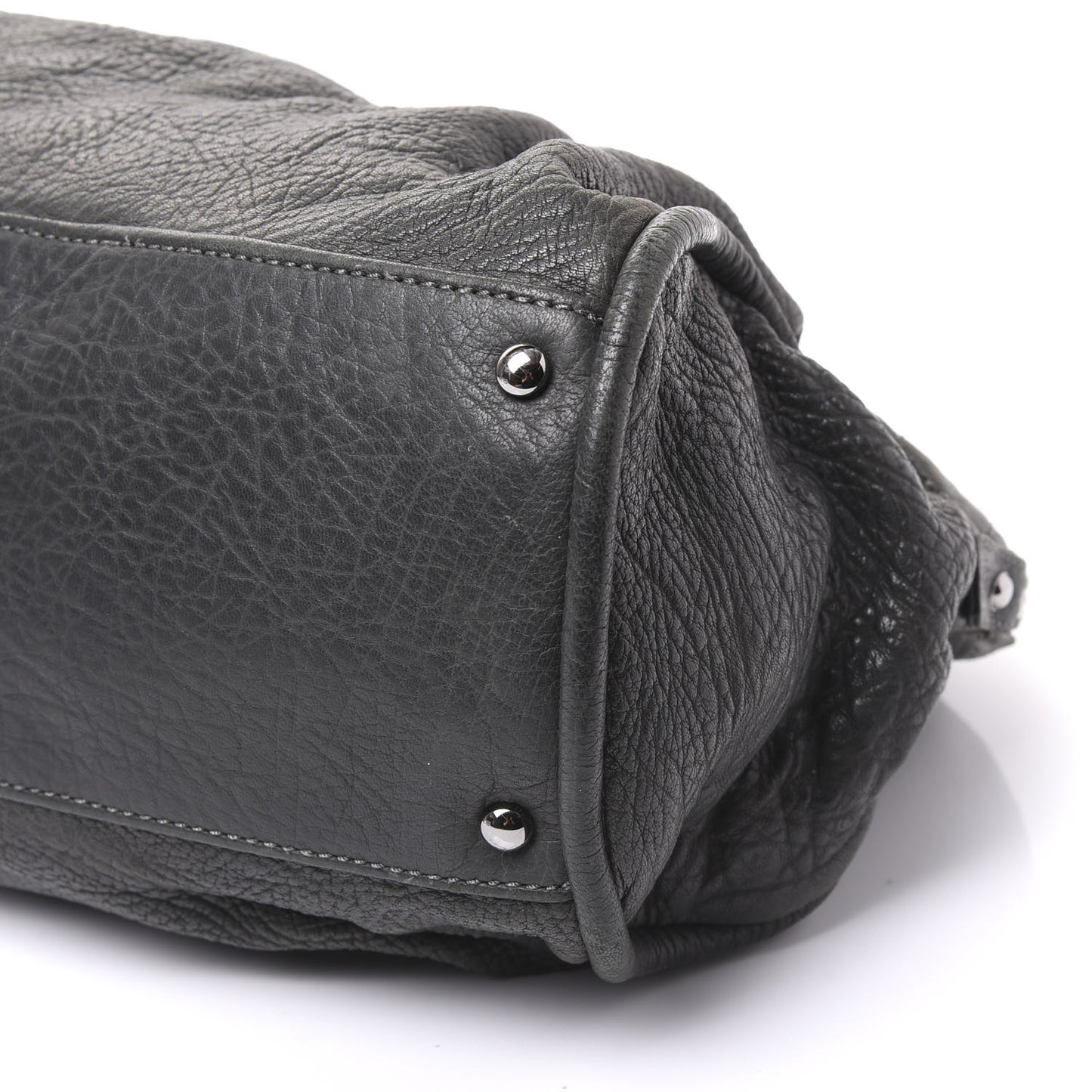 Distressed Lambskin Large Lady Braid Satchel Dark Grey