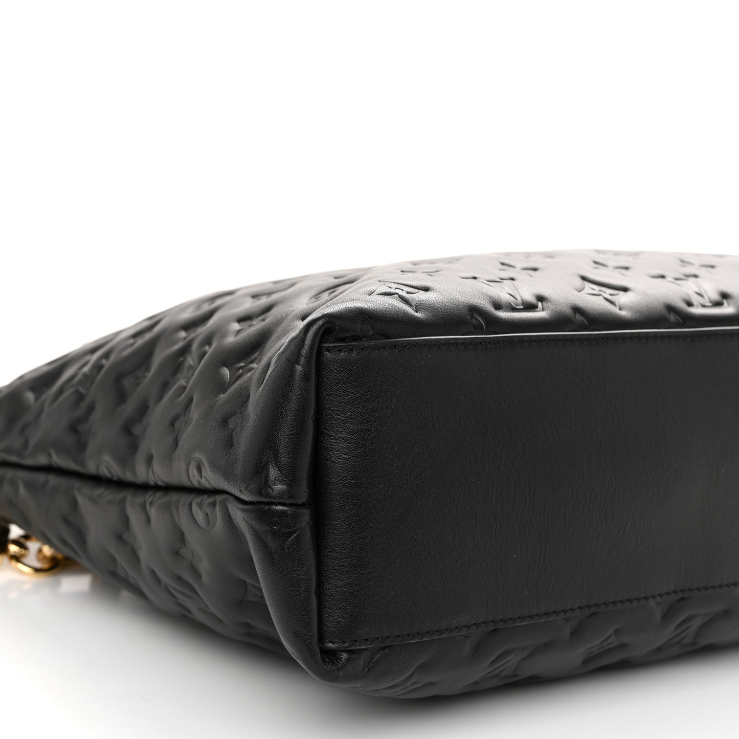 Lambskin Embossed Monogram Coussin Hobo MM Black