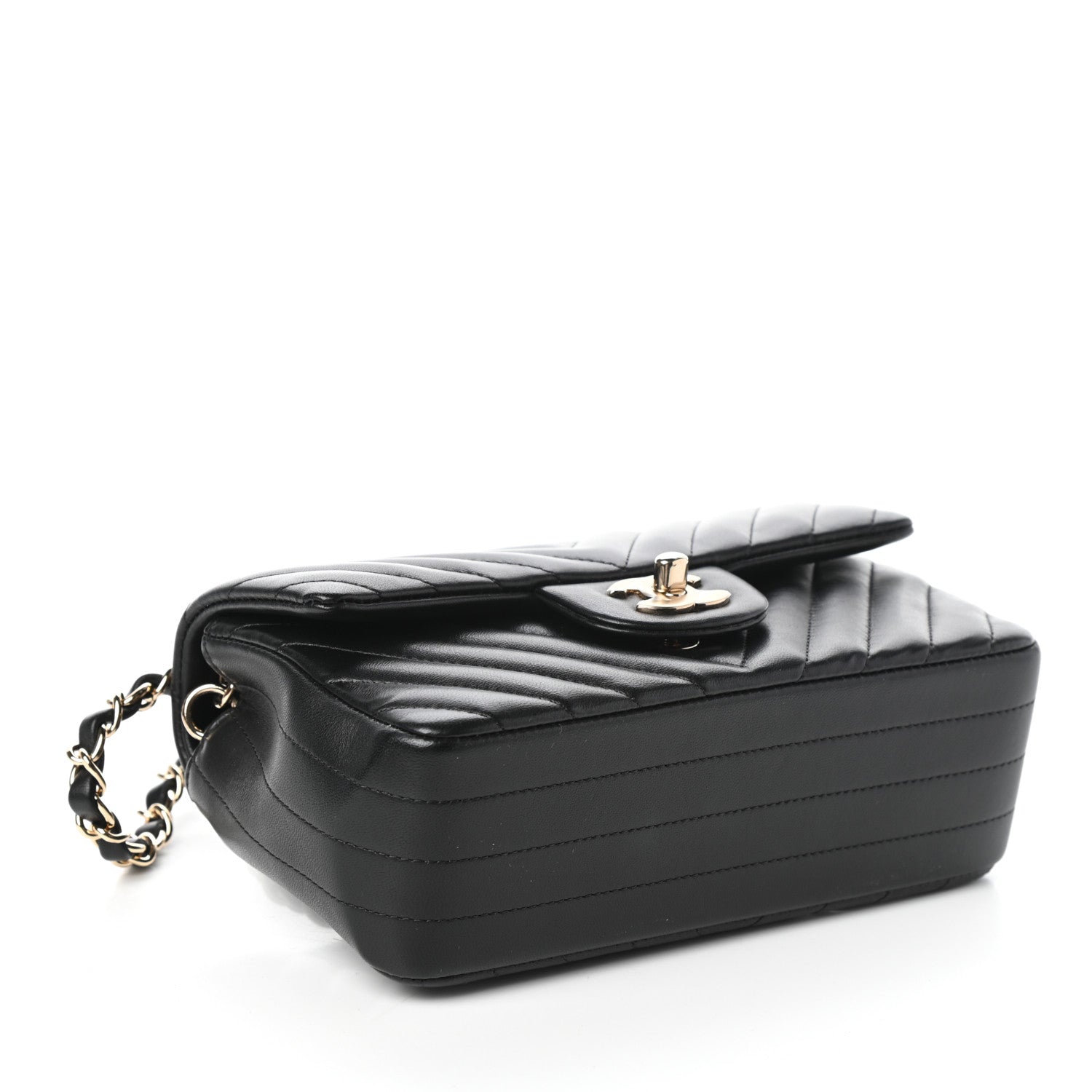 Chanel Lambskin Chevron Quilted Mini Rectangular Flap Black 4 of 9