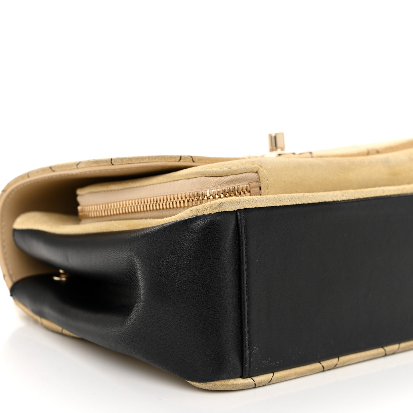 Suede Calfskin Small Business Affinity Flap Beige