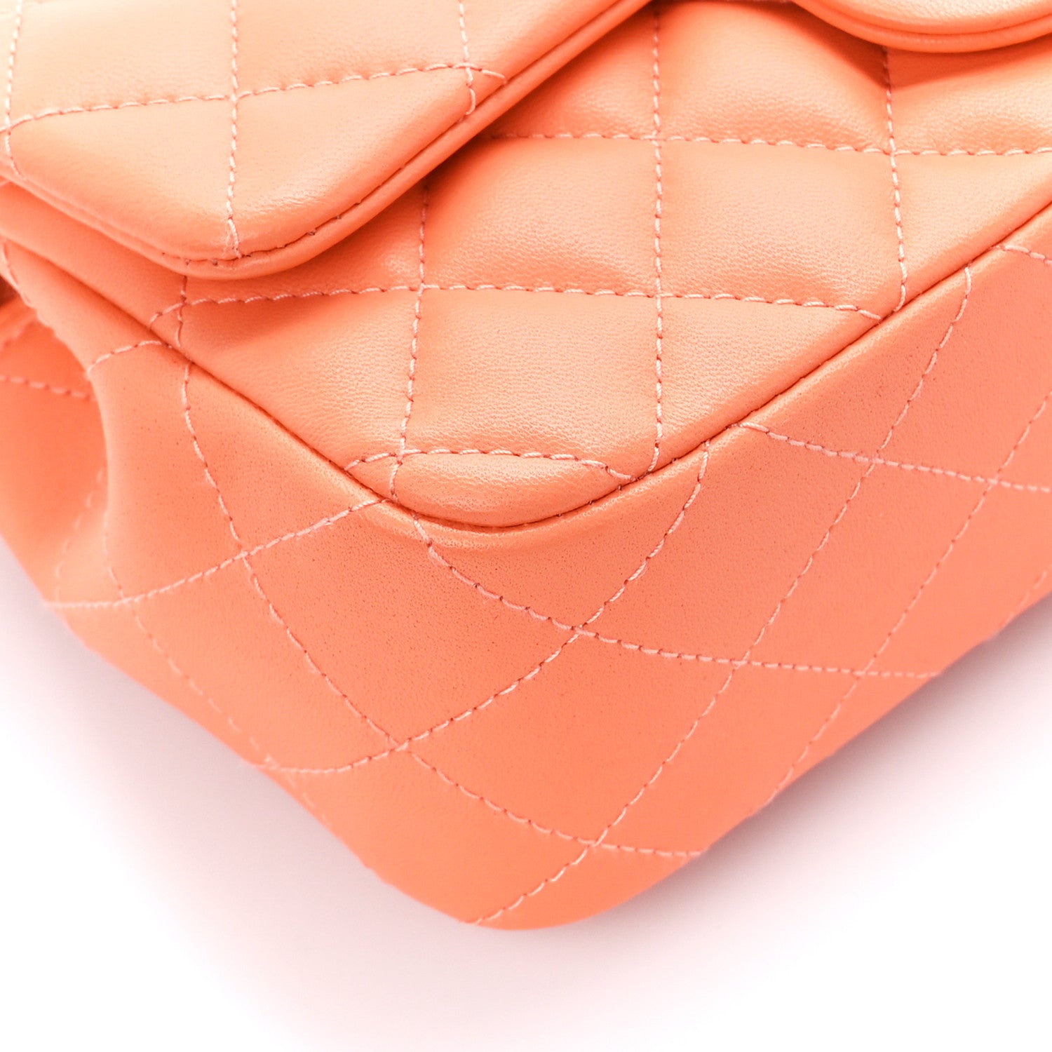 Chanel Lambskin Quilted Mini Rectangular Flap Light Orange 10 of 11