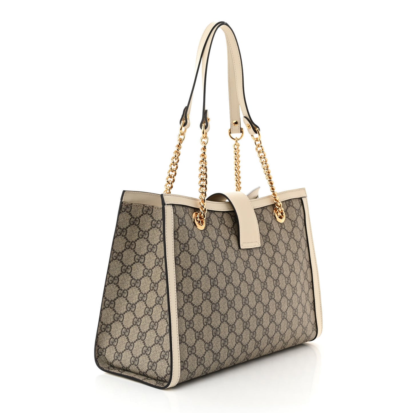 GG Supreme Monogram Medium Padlock Tote White