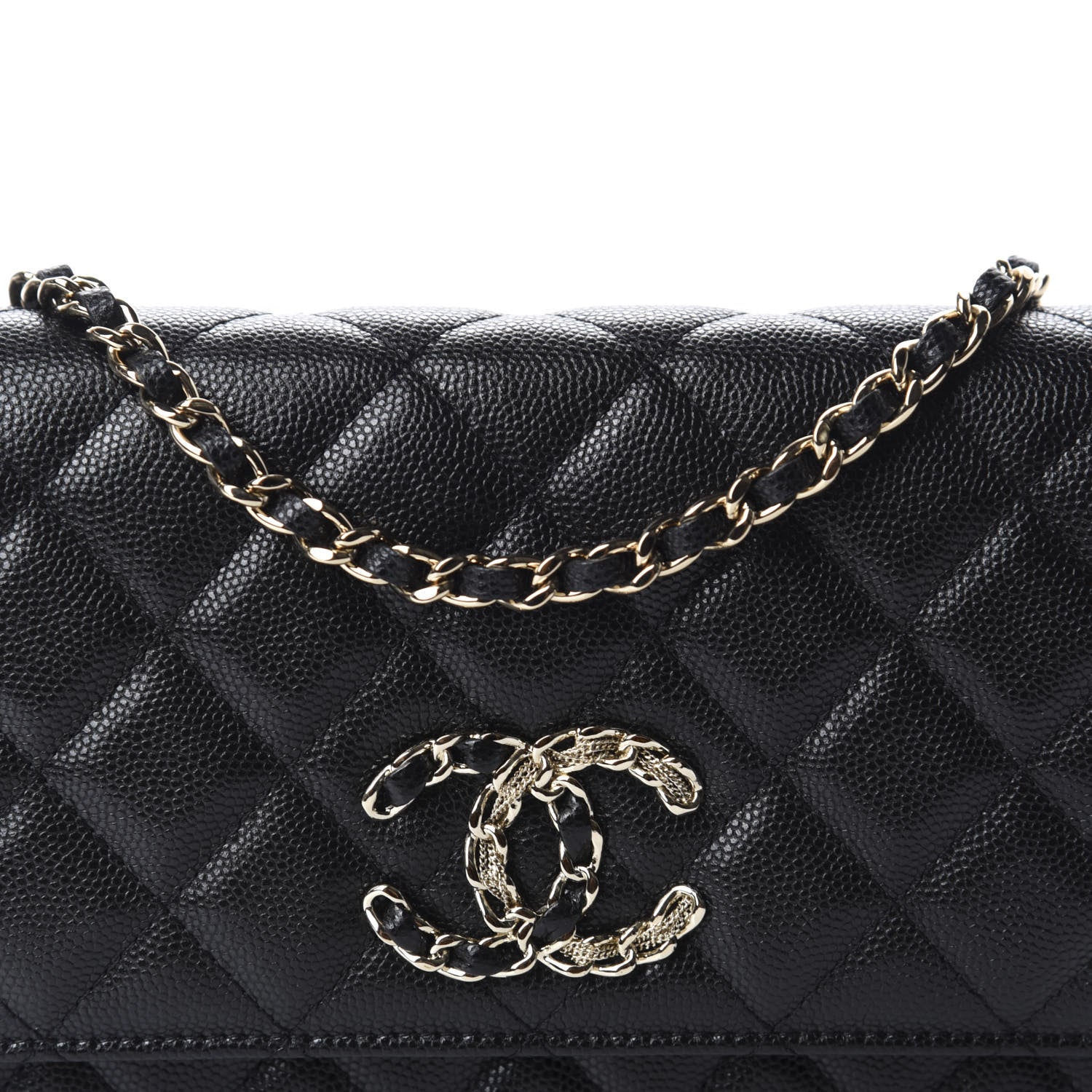 Chanel Caviar Quilted French New Wave Chain CC Wallet On Chain WOC Black 11 of 12