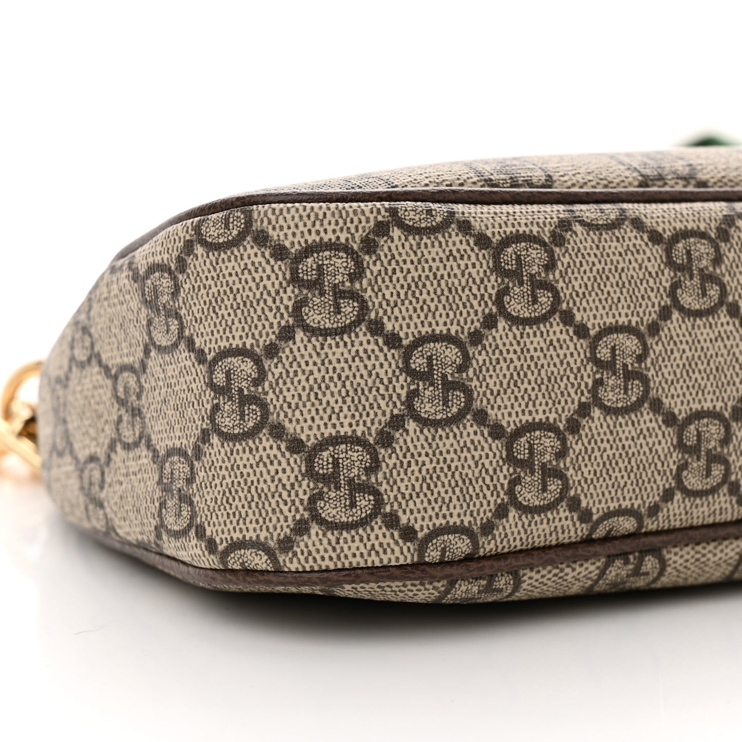 GG Supreme Monogram Textured Dollar Calfskin Web Small Ophidia GG Handbag Beige Ebony New Acero