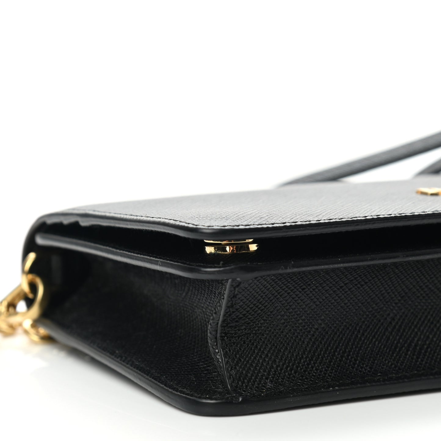 Saffiano Metal Phone Wristlet Crossbody Wallet Black