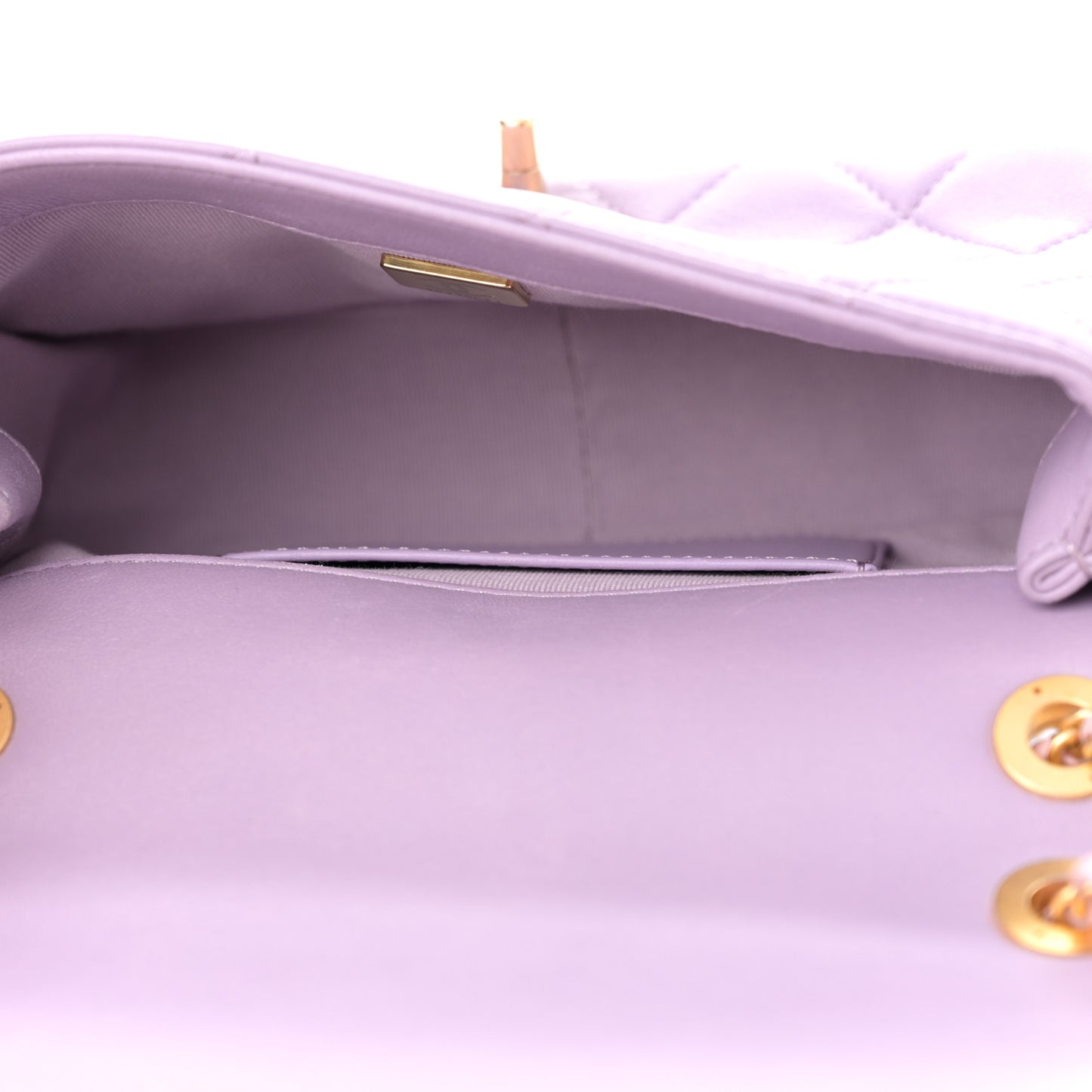 Lambskin Quilted Braided CC Small Flap Lilac