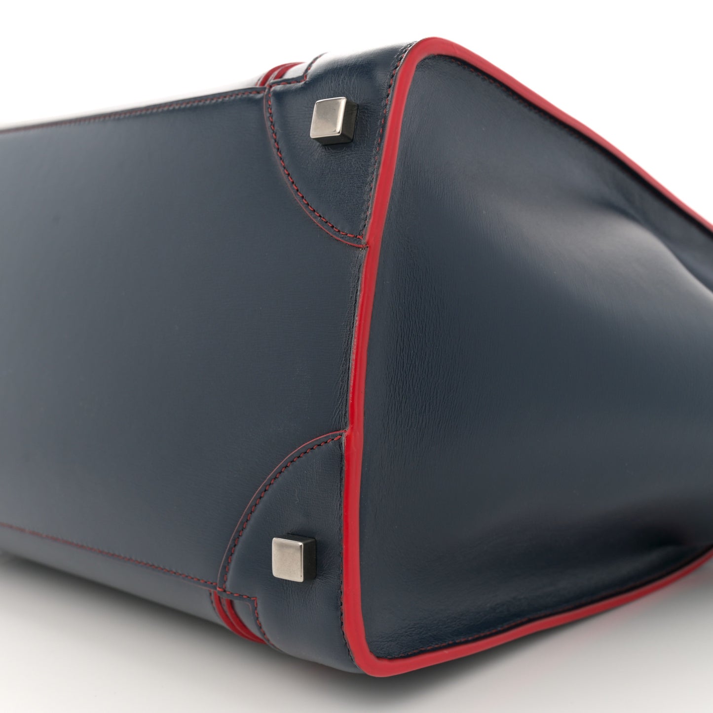 Satin Debossed Calfskin Mini Luggage Navy Blue