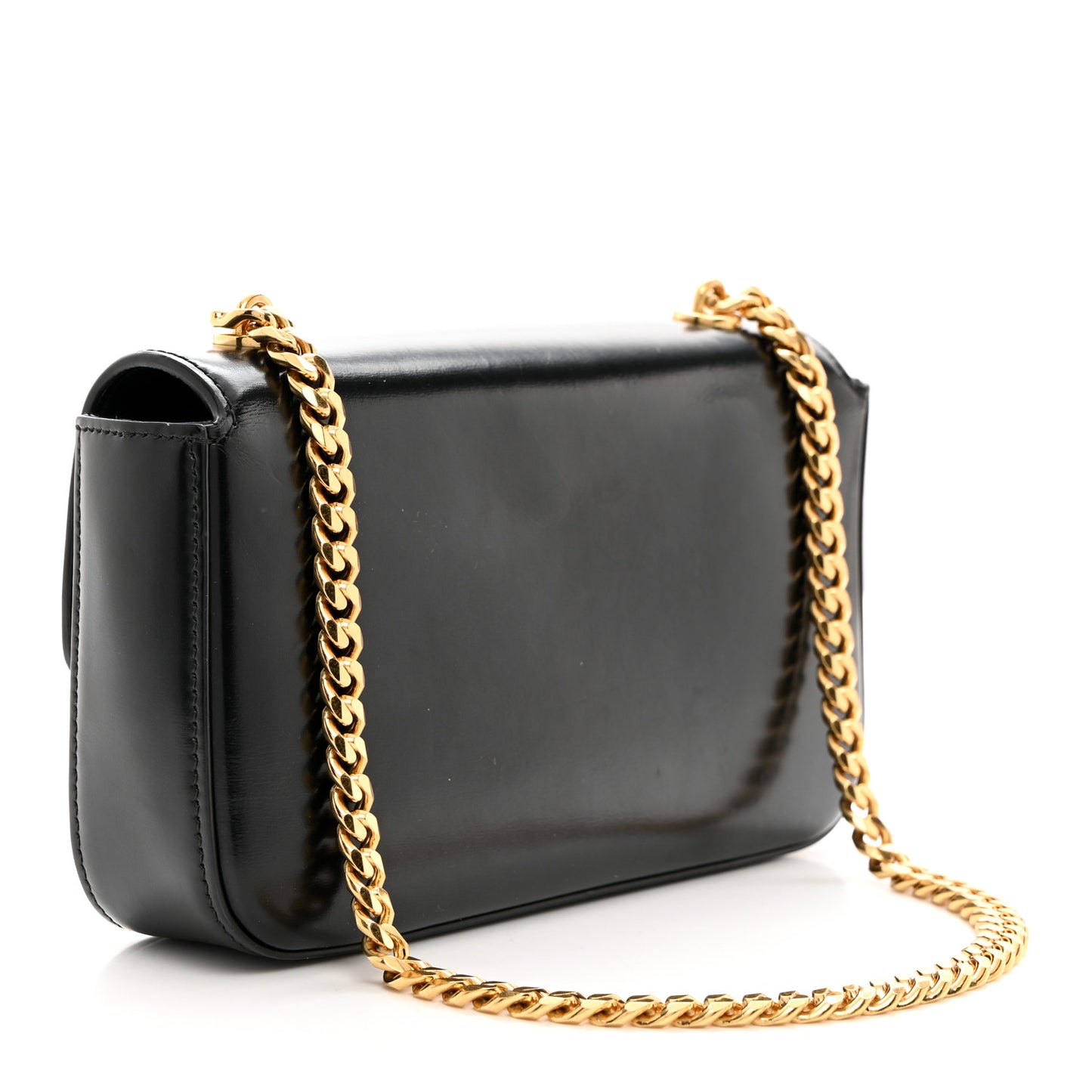 Shiny Calfskin Triomphe Chain Shoulder Bag Black