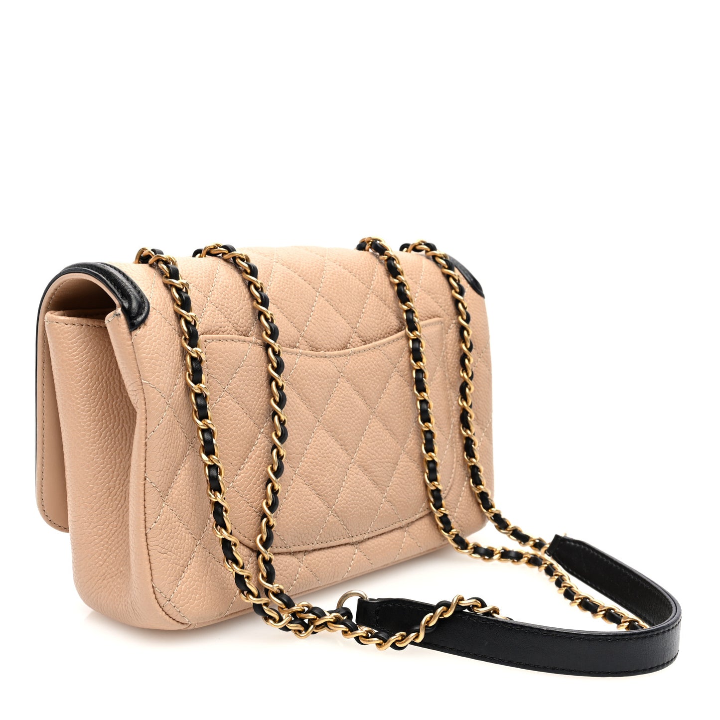 Caviar Quilted Small CC Filigree Flap Beige Black