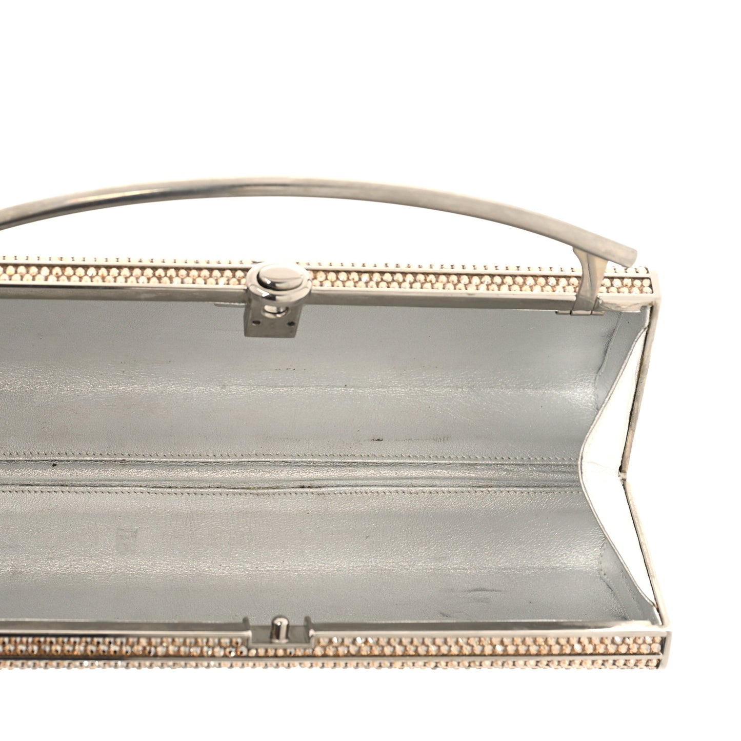 Swarovski Crystal Top Handle Minaudiere Clutch Gold