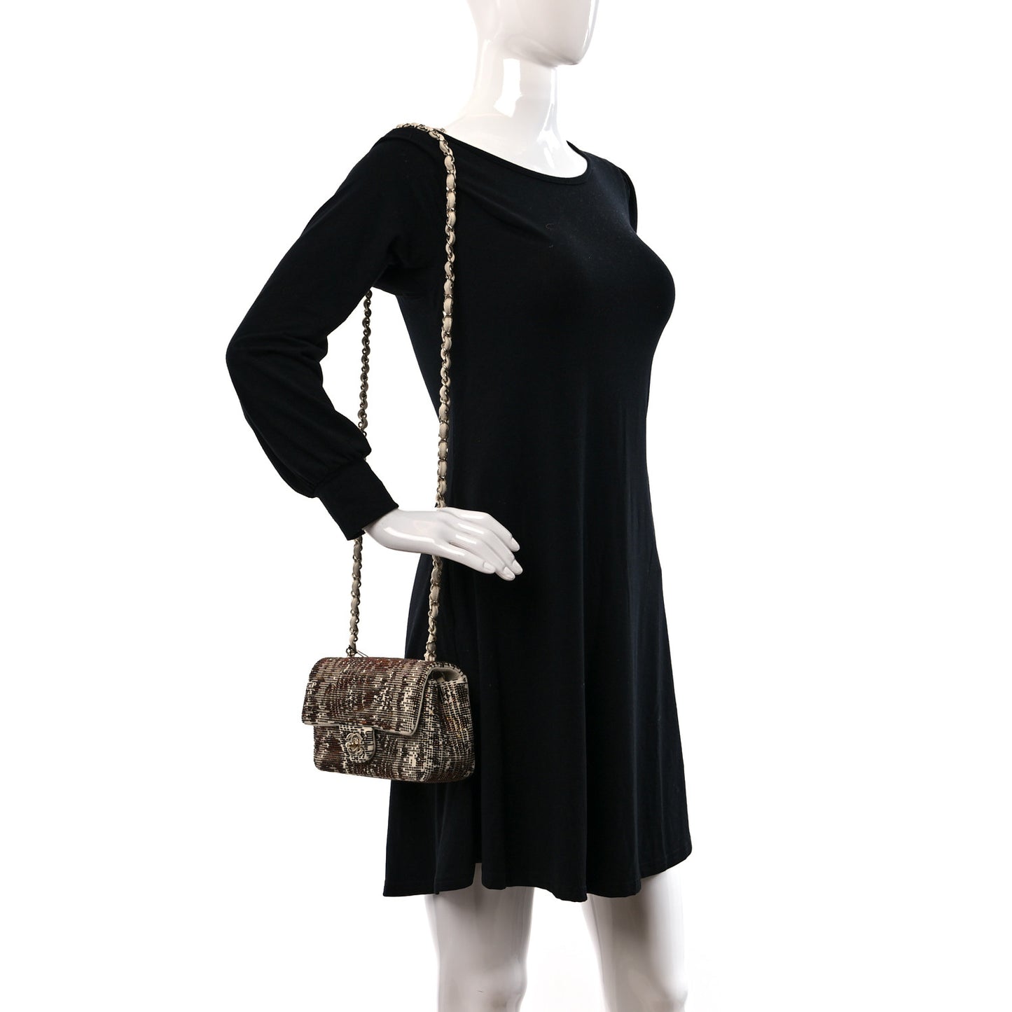 Felt Crystal Mini Rectangular Flap Beige Multicolor