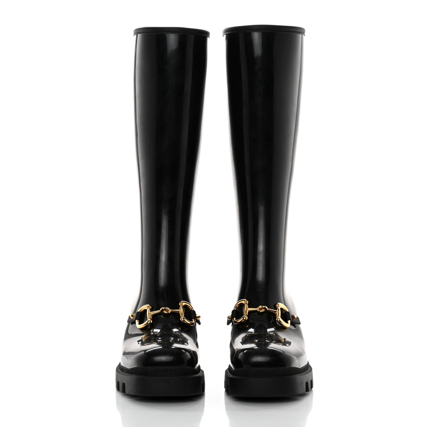 Rubber Horsebit Knee High Boots 41 Black