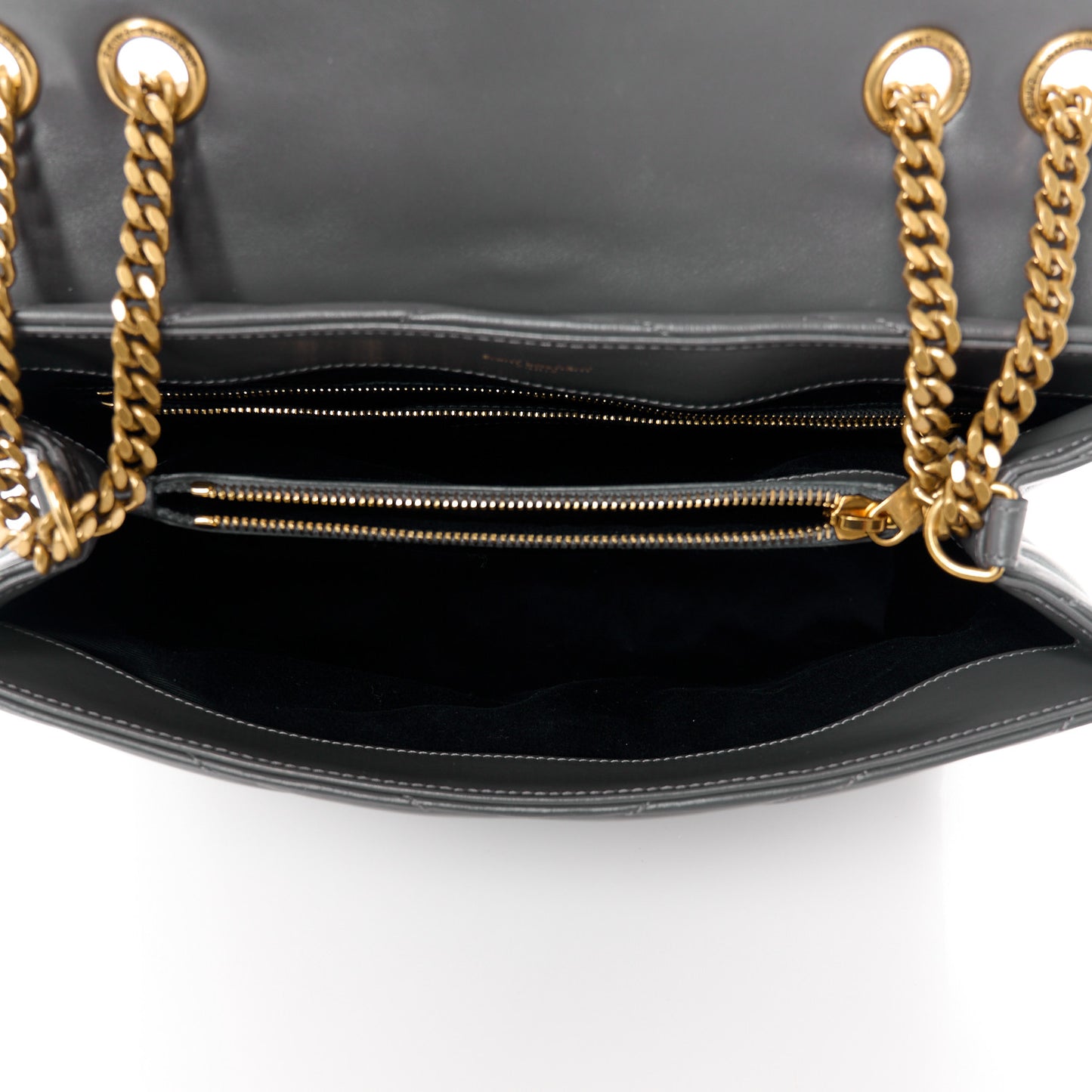 Calfskin Y Quilted Monogram Medium Loulou Chain Satchel Storm