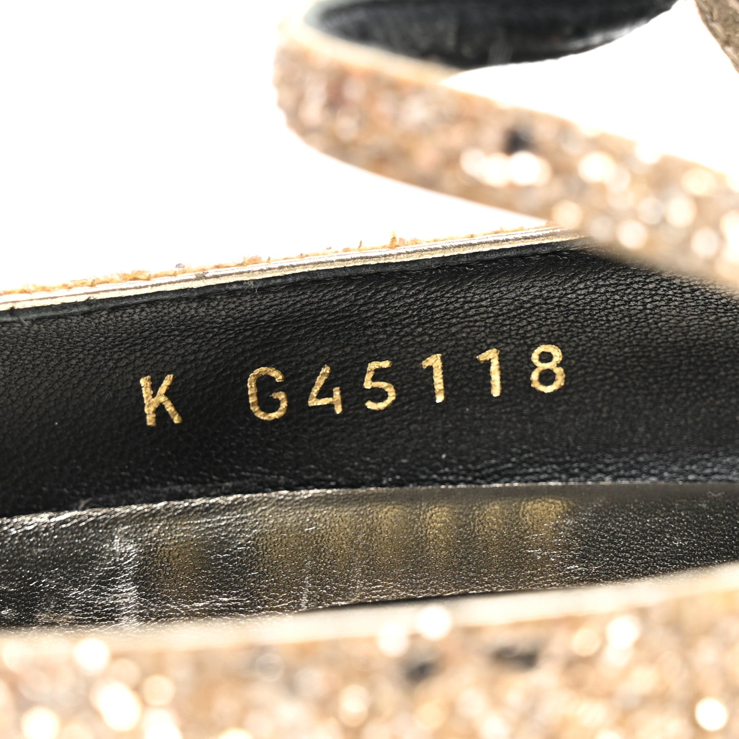 Glitter Lambskin Cap Toe CC Mary Jane Pumps 36 Light Gold Black