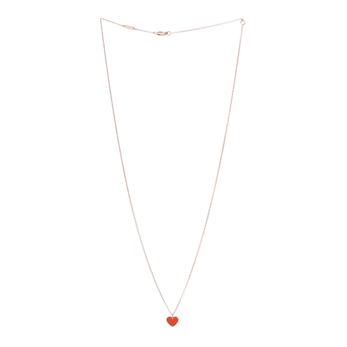 18K Rose Gold Carnelian Sweet Alhambra Heart Pendant Necklace