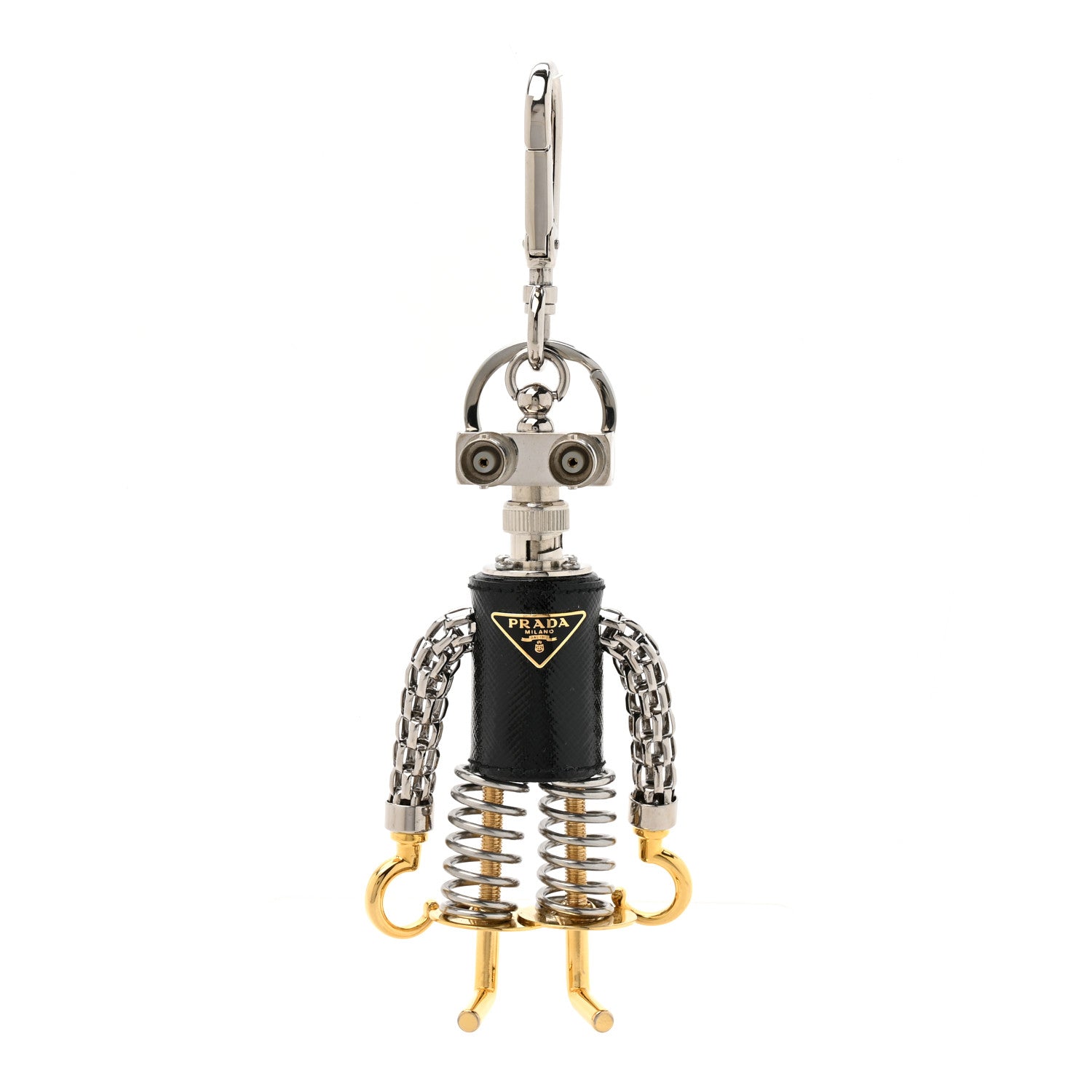 Prada Saffiano Vernice Robot Edward Hook Trick Keychain 1919648