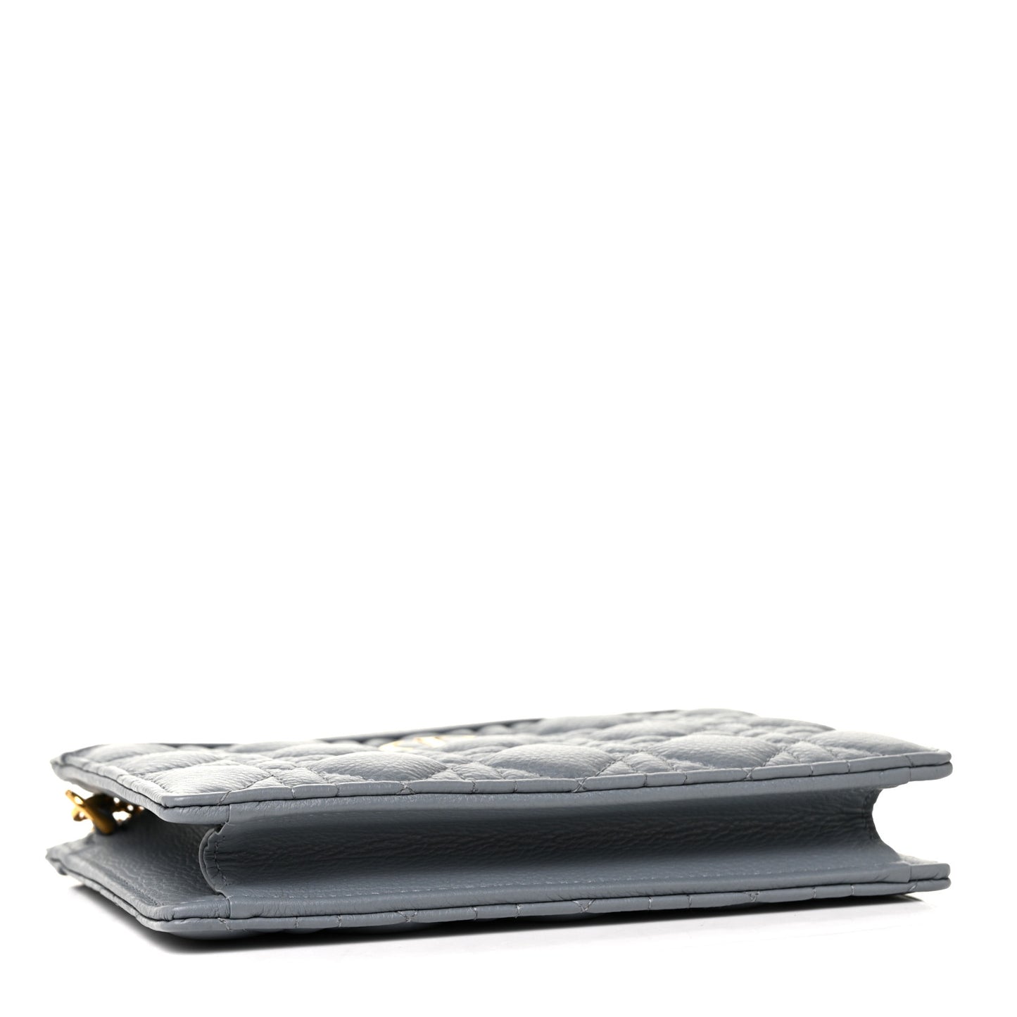 Calfskin Cannage Caro Zipped Pouch With Chain Cloud Blue