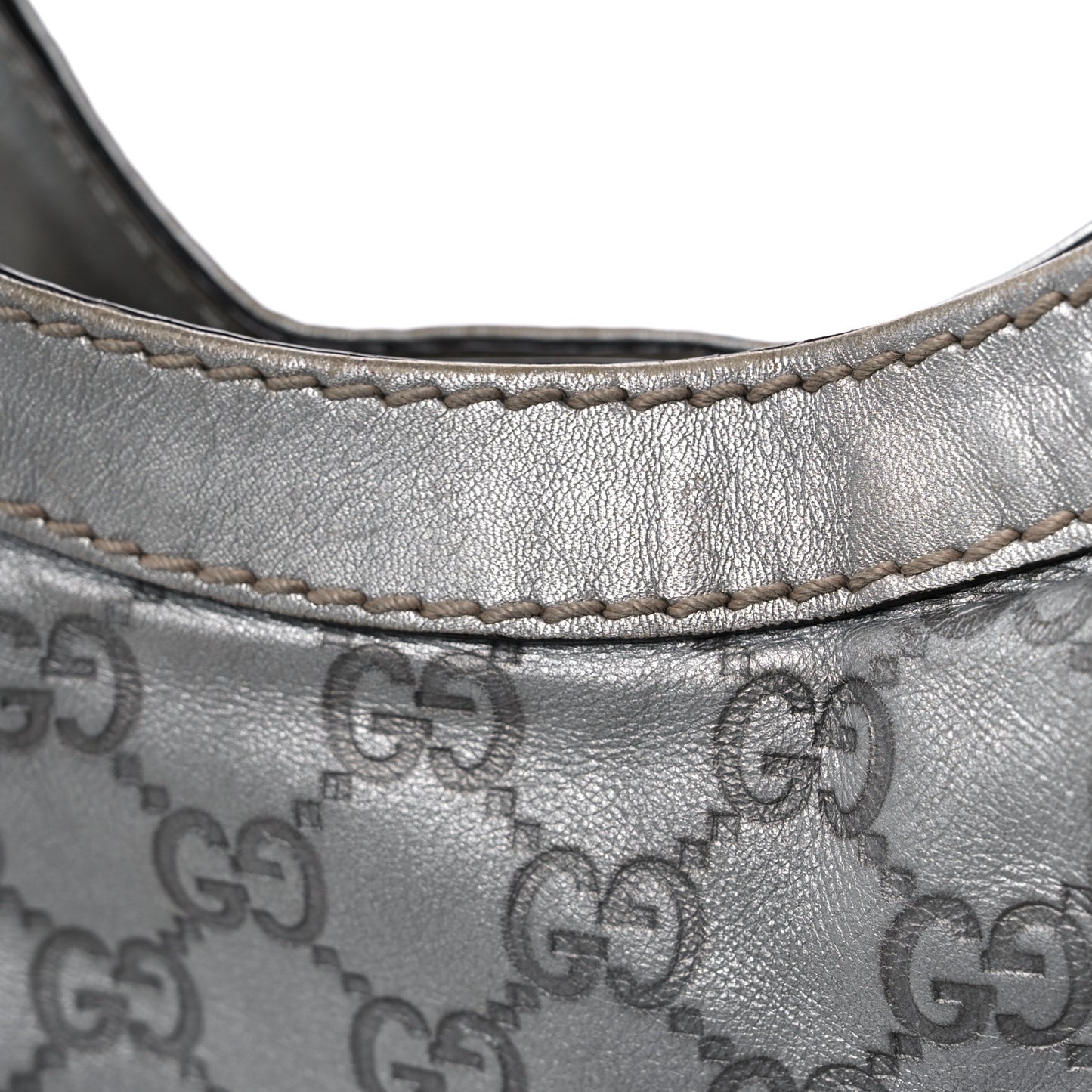 Metallic Guccissima Medium Sukey Tote Silver