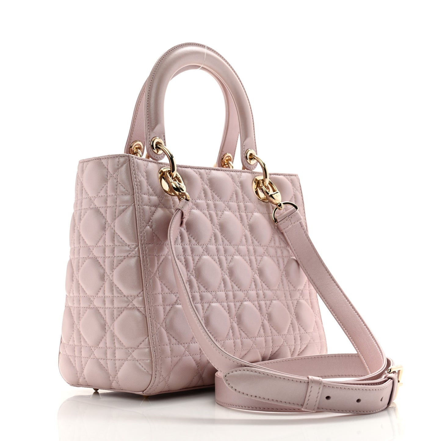 Pearly Lambskin Cannage Medium Lady Dior Lotus
