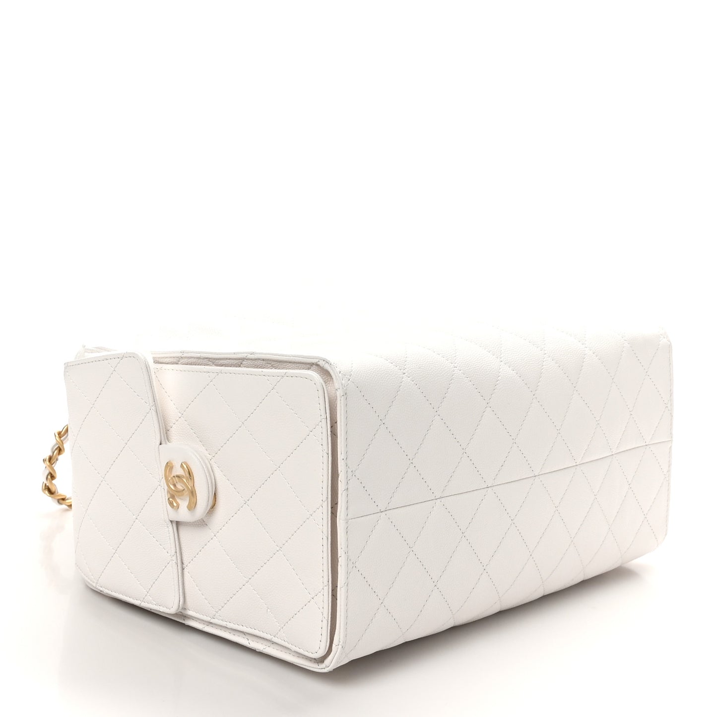 Caviar Quilted Medium Chanel 25 Handbag White